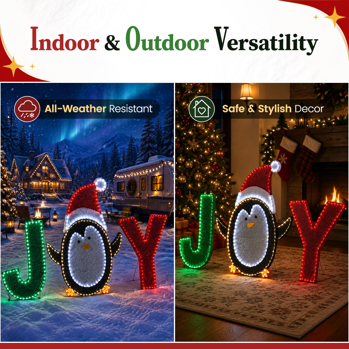 3‑Piece Lighted JOY Letter Sign