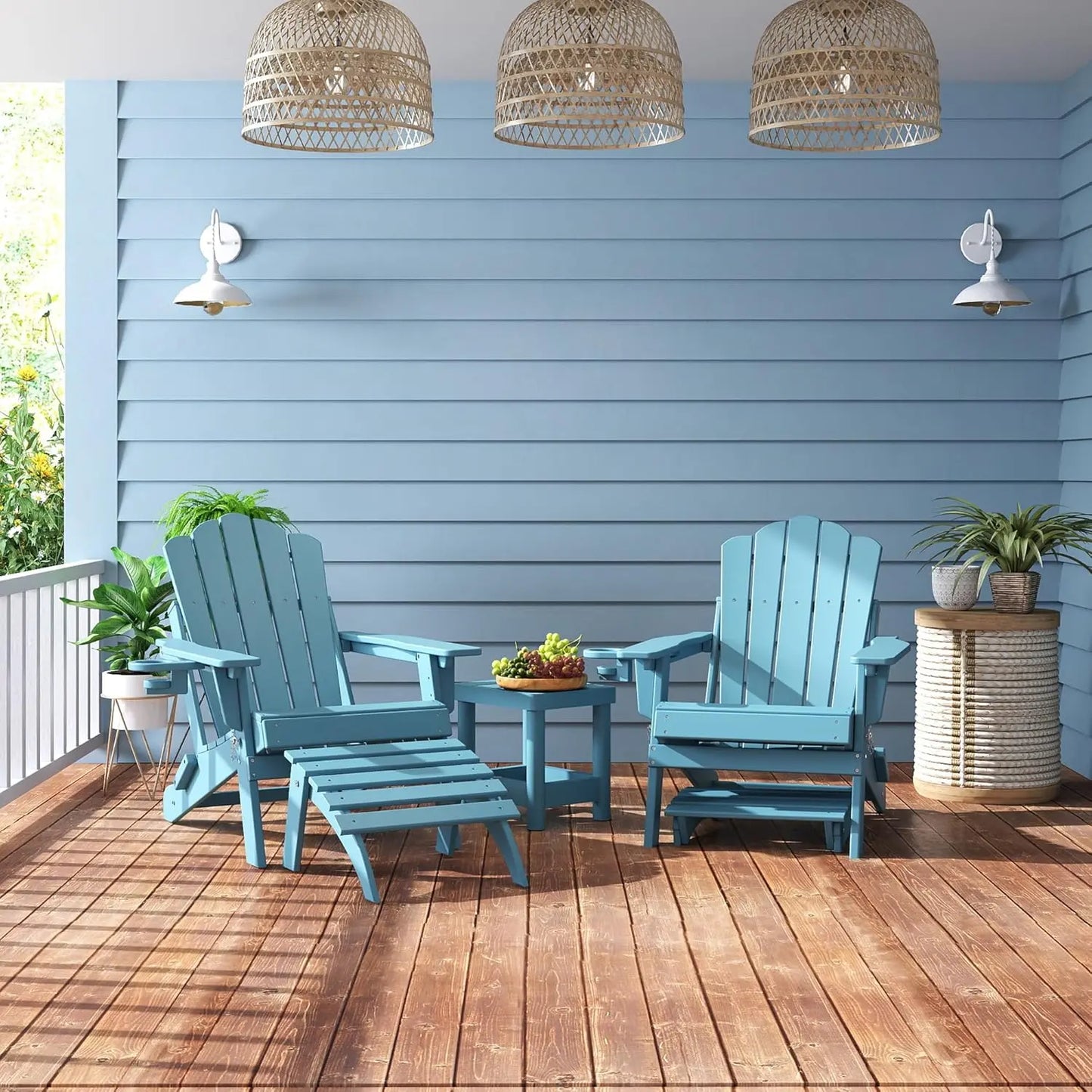 All-Weather Folding Adirondack chair Ottoman Foowin