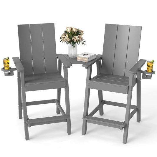 All-Weather Tall Adirondack Counter Chair – Premium Black Adirondack Chairs for Outdoor Comfort Foowin