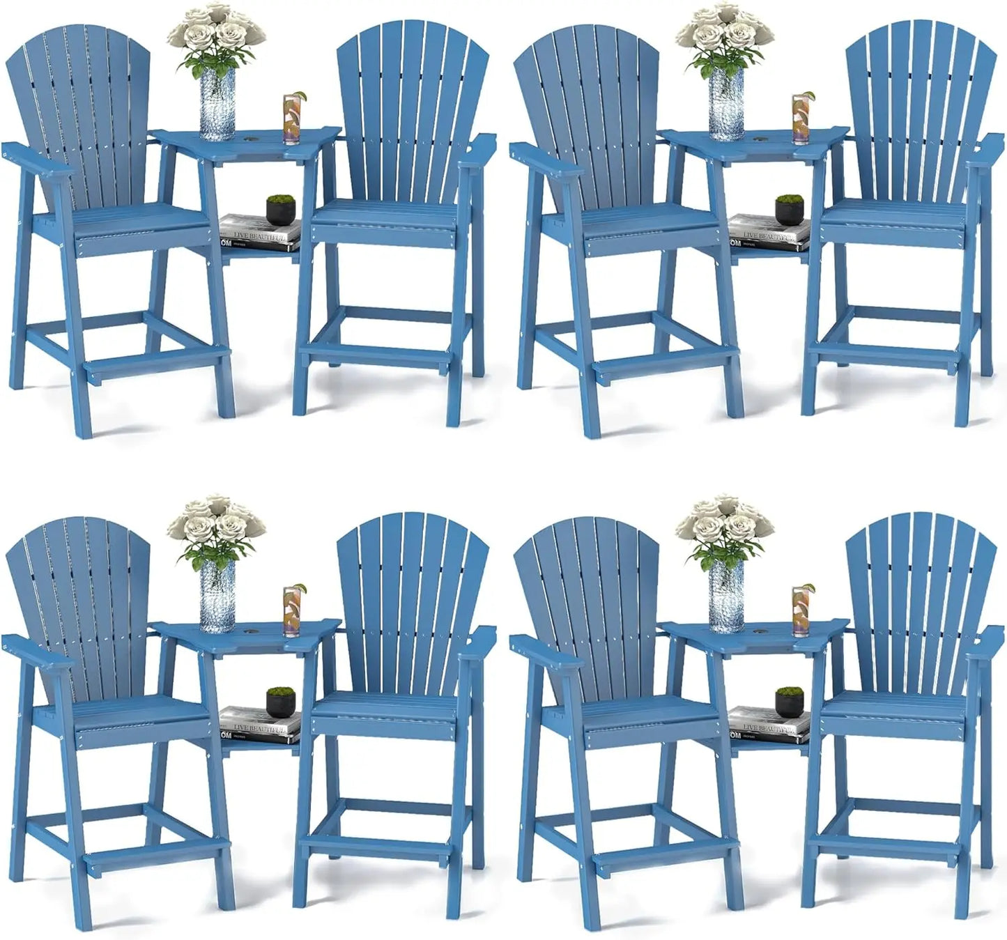 HDPE Tall Adirondack Chairs Set Foowin