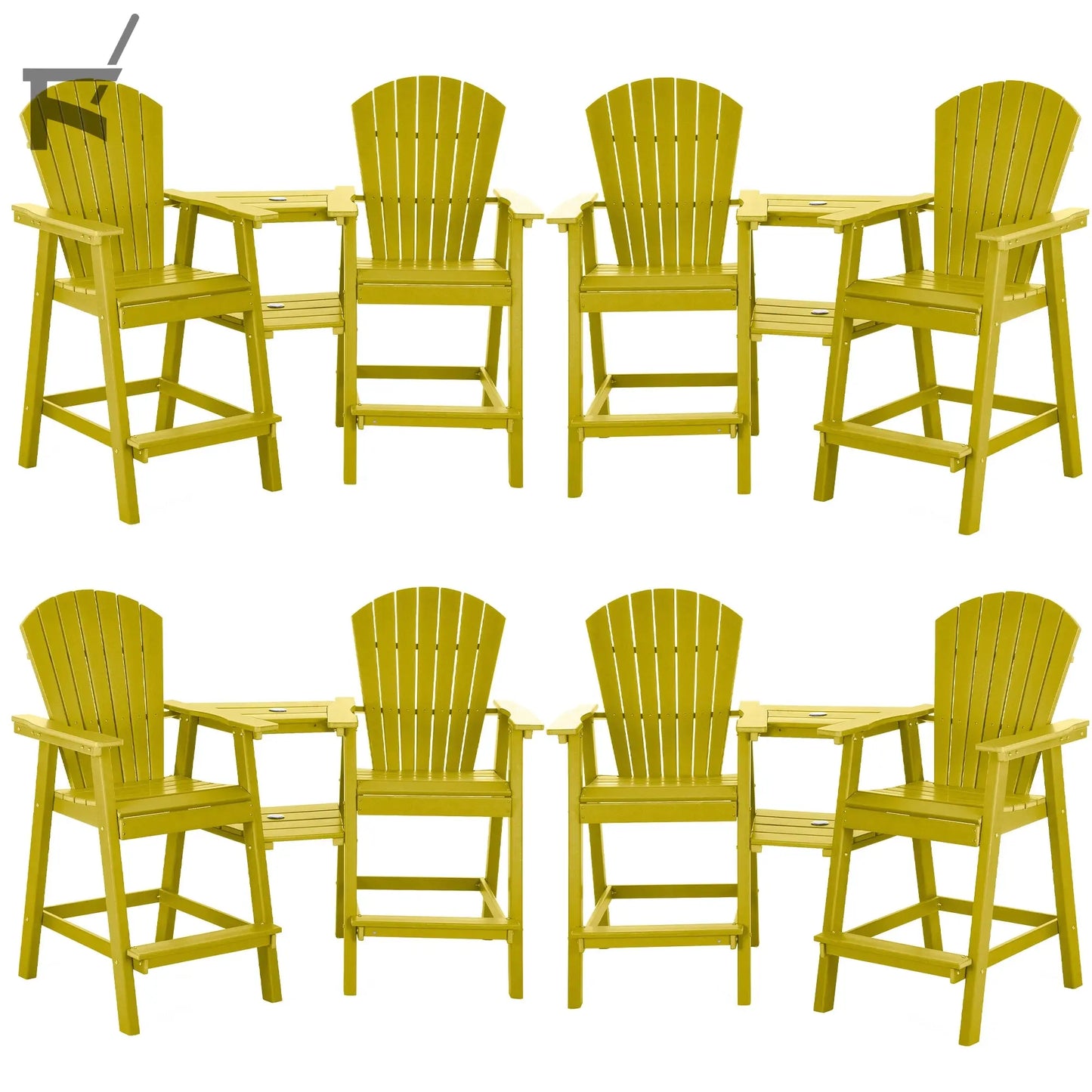 Backyard HDPE Tall Adirondack Chairs Set Foowin