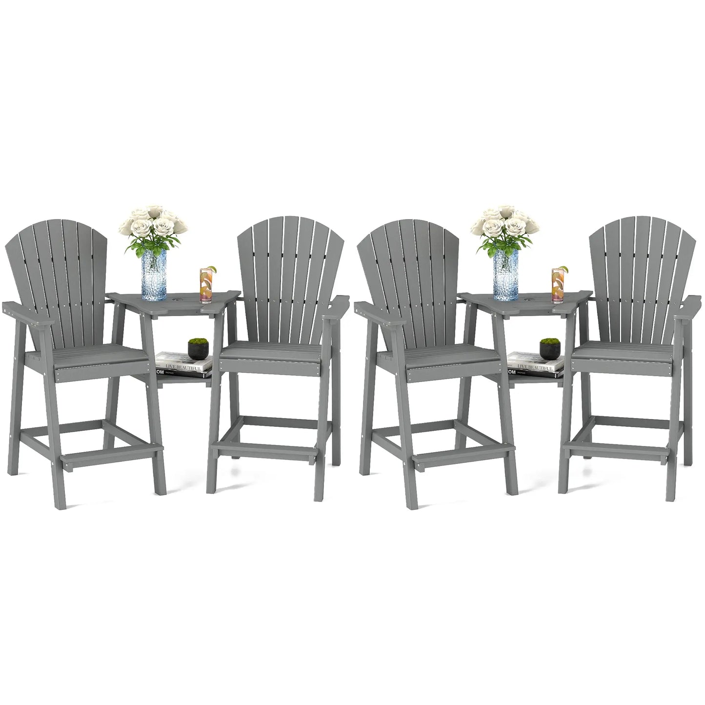 Backyard HDPE Tall Adirondack Chairs Set Foowin