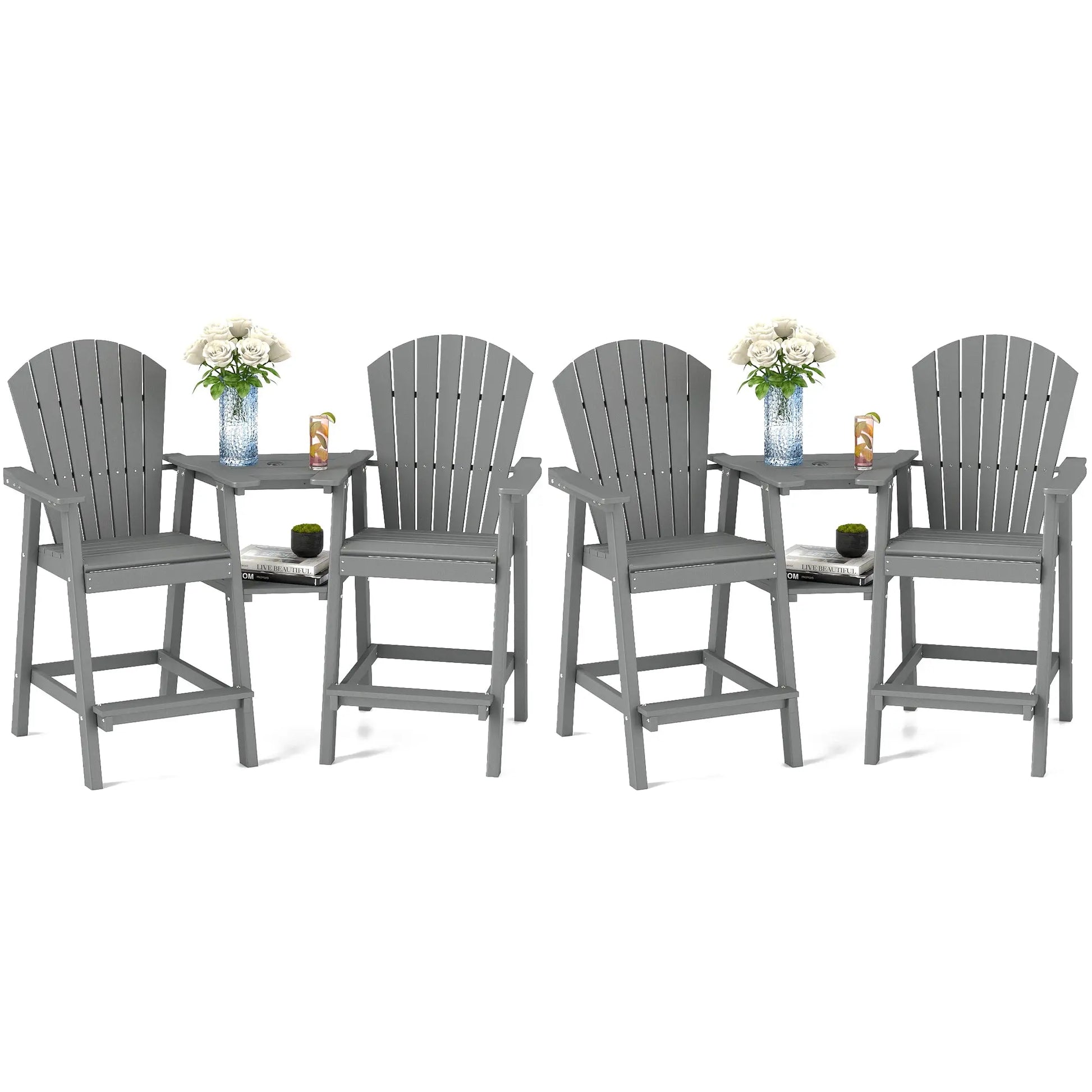 Backyard HDPE Tall Adirondack Chairs Set Foowin