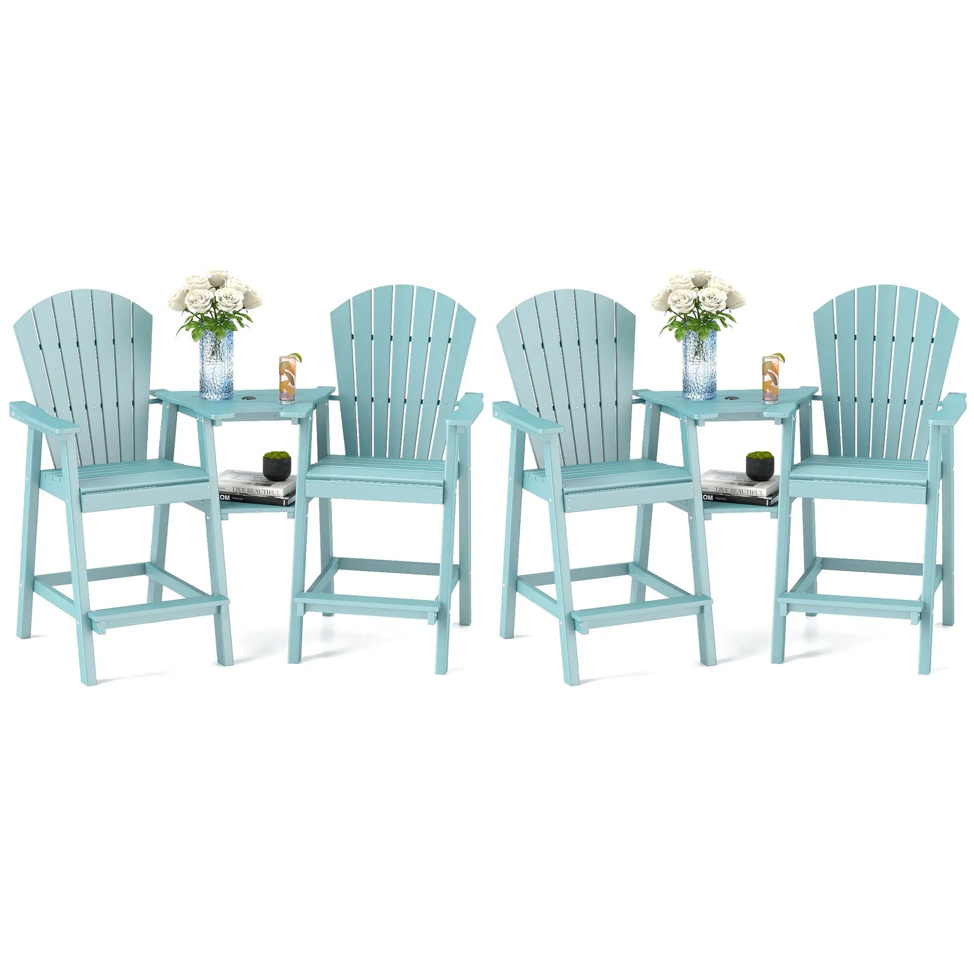 Backyard HDPE Tall Adirondack Chairs Set Foowin