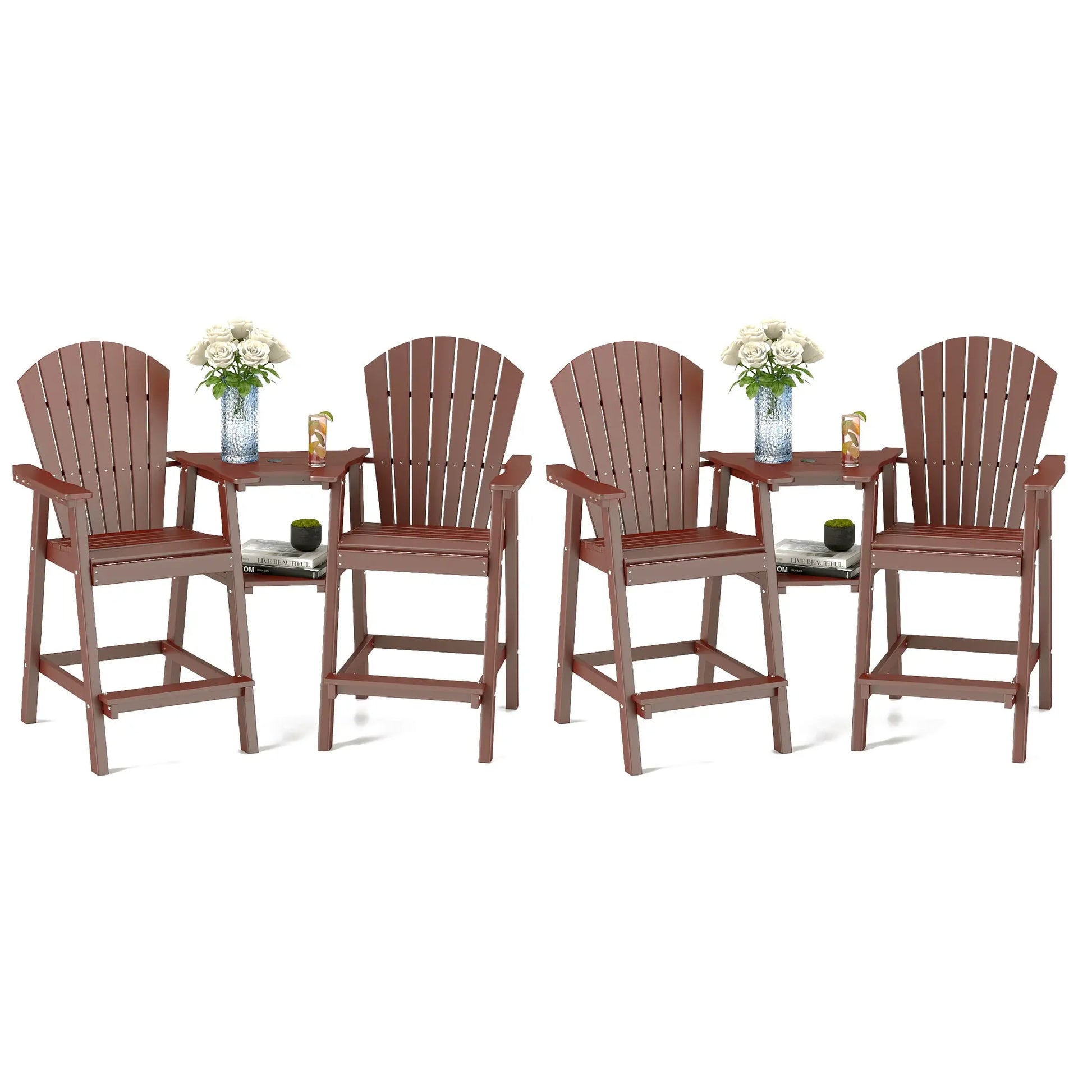 Backyard HDPE Tall Adirondack Chairs Set Foowin