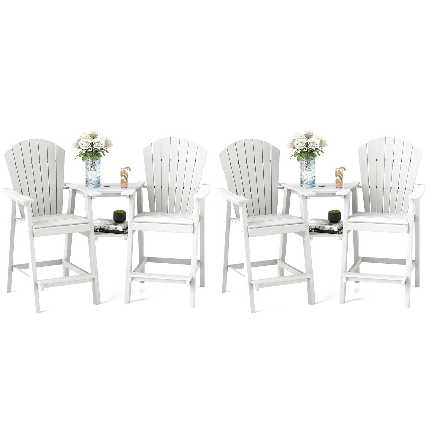 Backyard HDPE Tall Adirondack Chairs Set Foowin