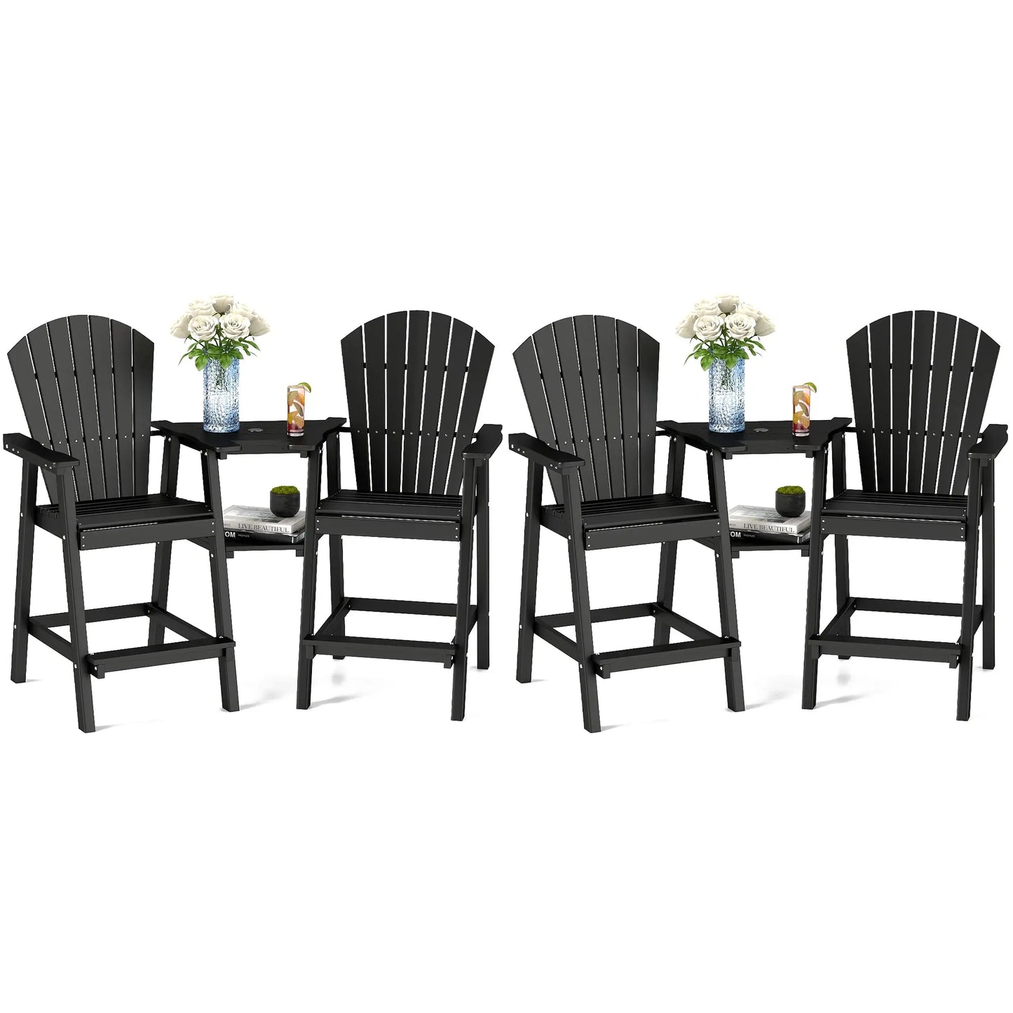 Backyard HDPE Tall Adirondack Chairs Set Foowin
