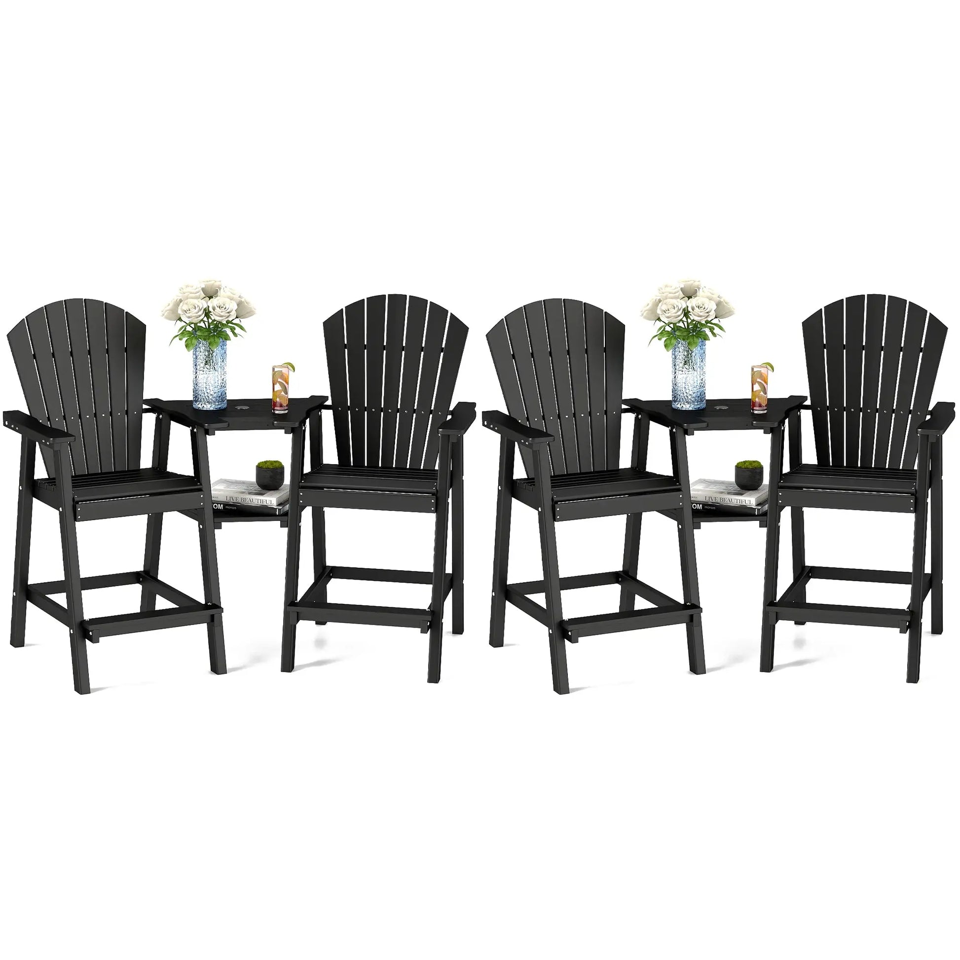 Backyard HDPE Tall Adirondack Chairs Set Foowin