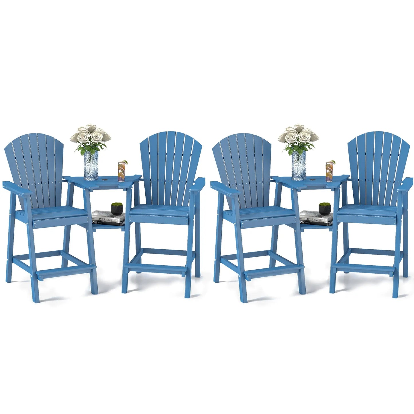 Backyard HDPE Tall Adirondack Chairs Set Foowin