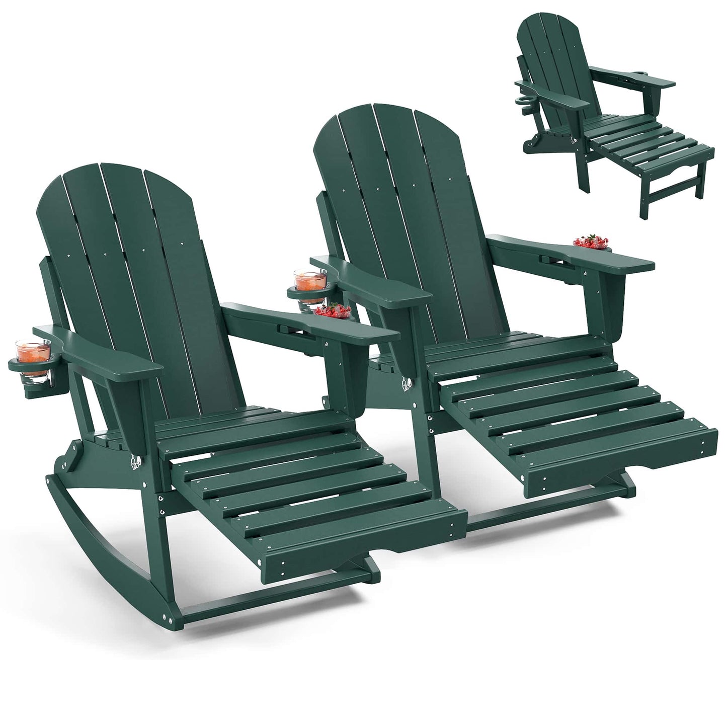 Classic Adirondack Rocking Chair with Ottoman
