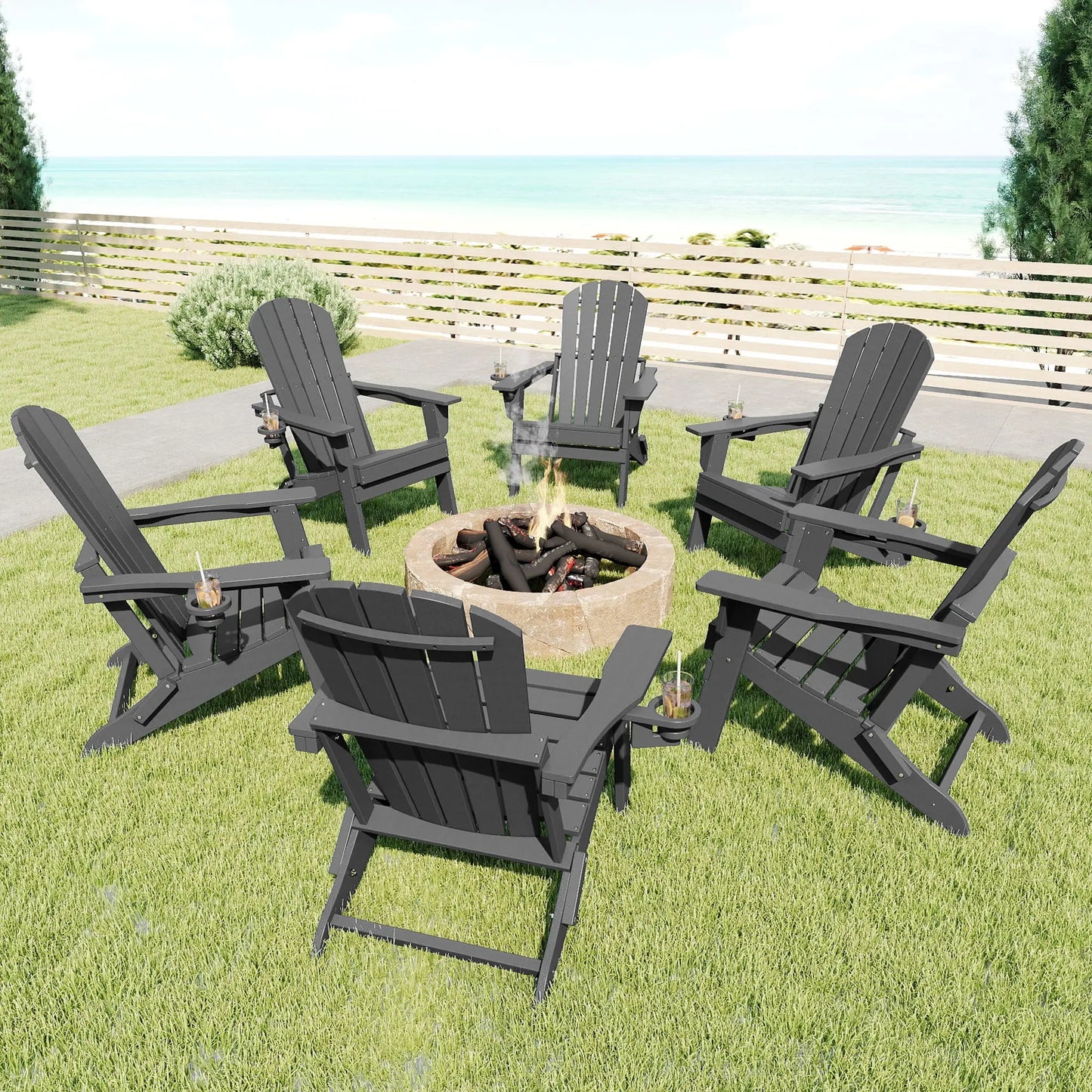 Essential Plastic Folding Adirondack Chair Foowin