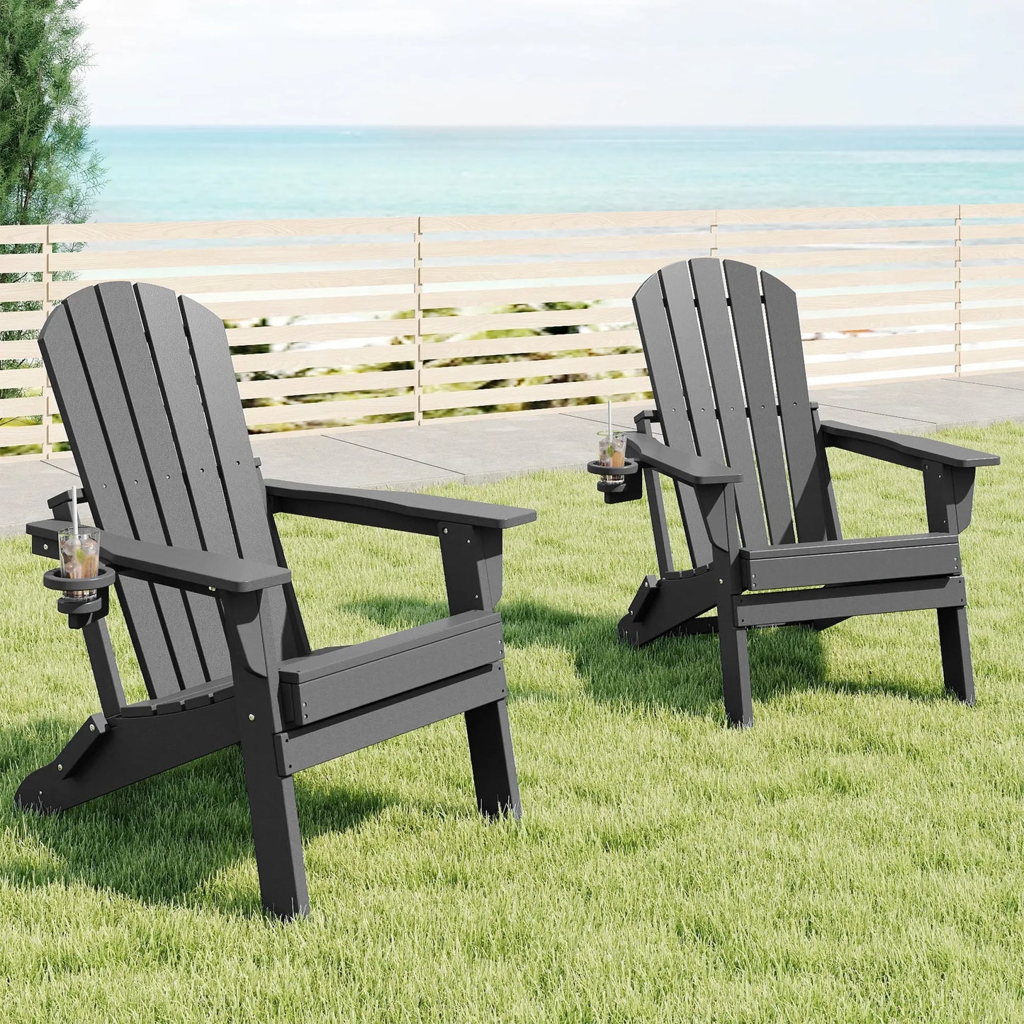 Essential Plastic Folding Adirondack Chair Foowin