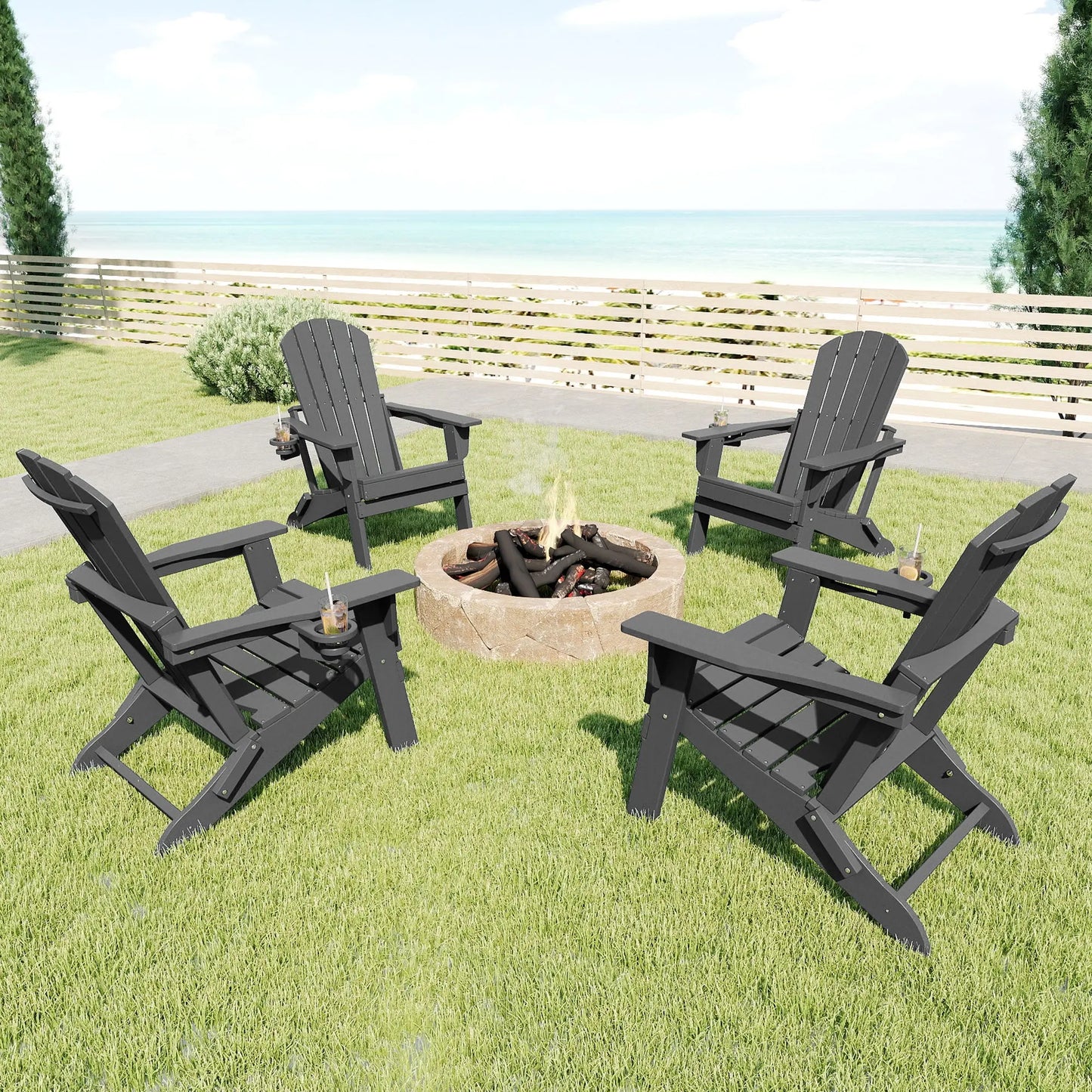 Essential Plastic Folding Adirondack Chair Foowin