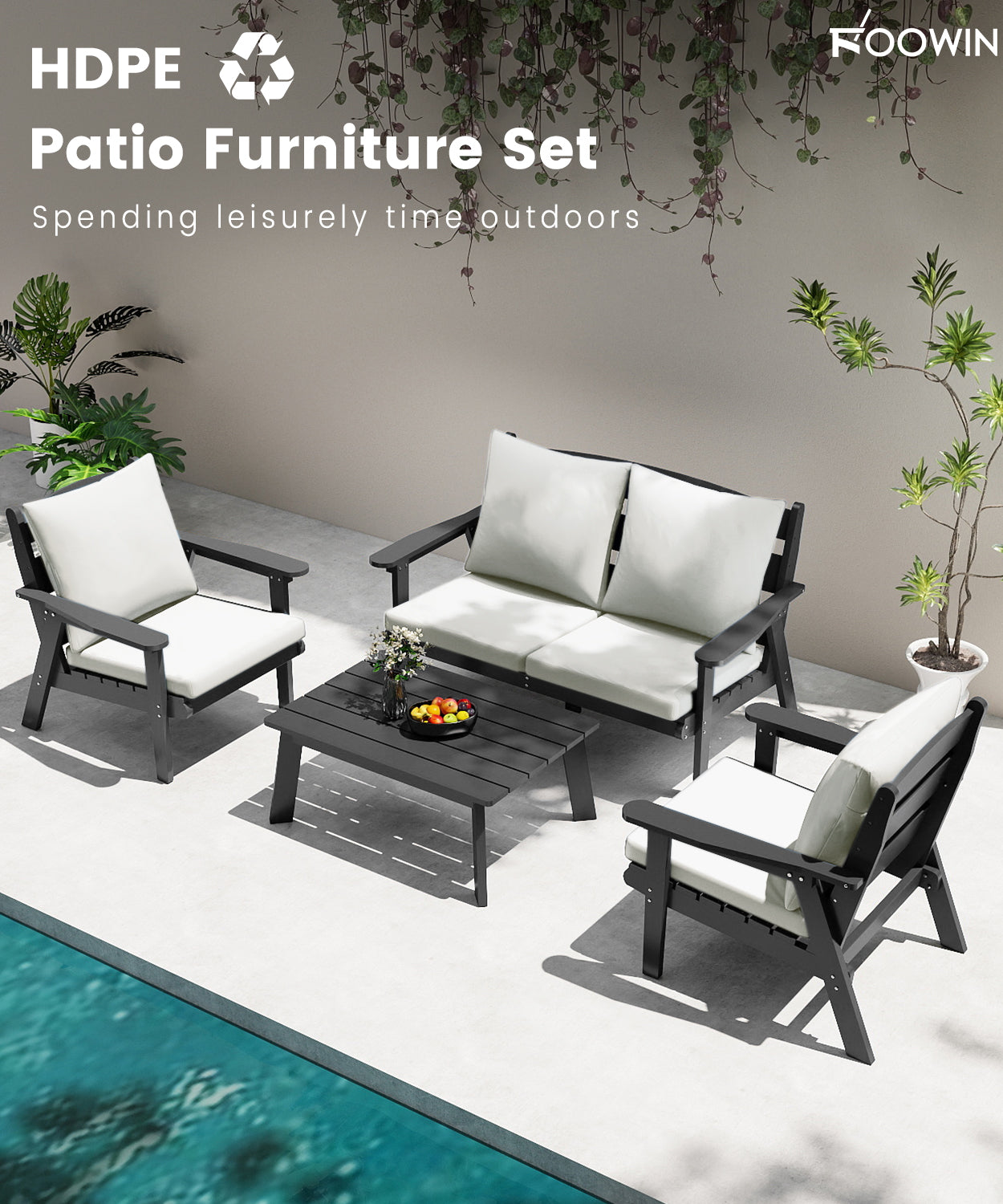 HDPE Outdoor Gardens Lounge Sofa Set