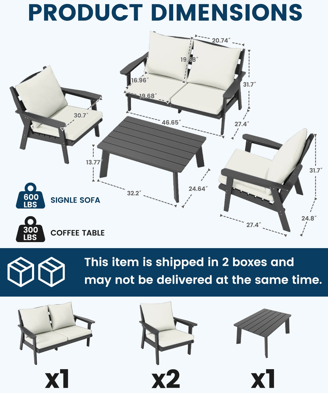 HDPE Outdoor Gardens Lounge Sofa Set
