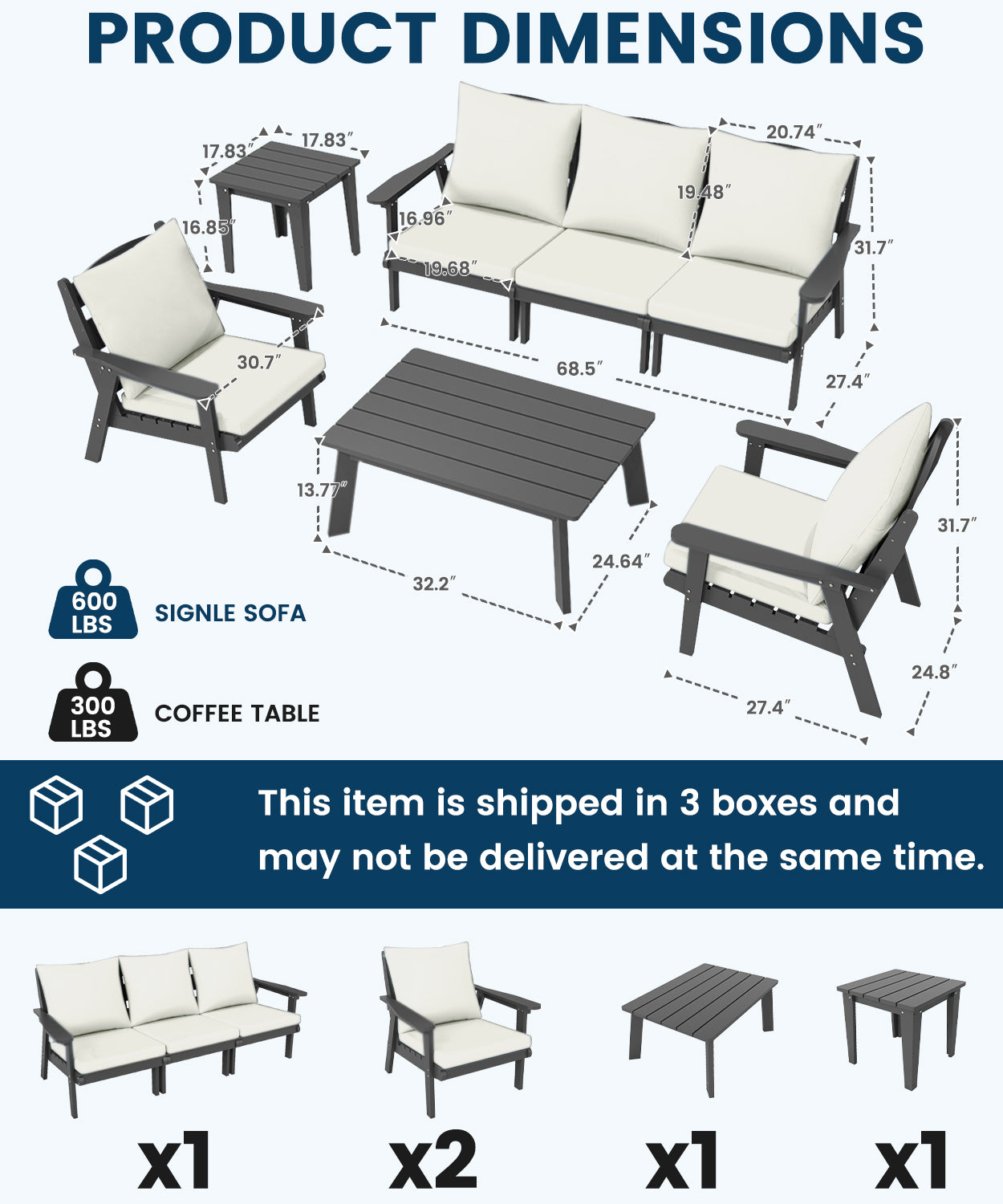 HDPE Outdoor Gardens Lounge Sofa Set