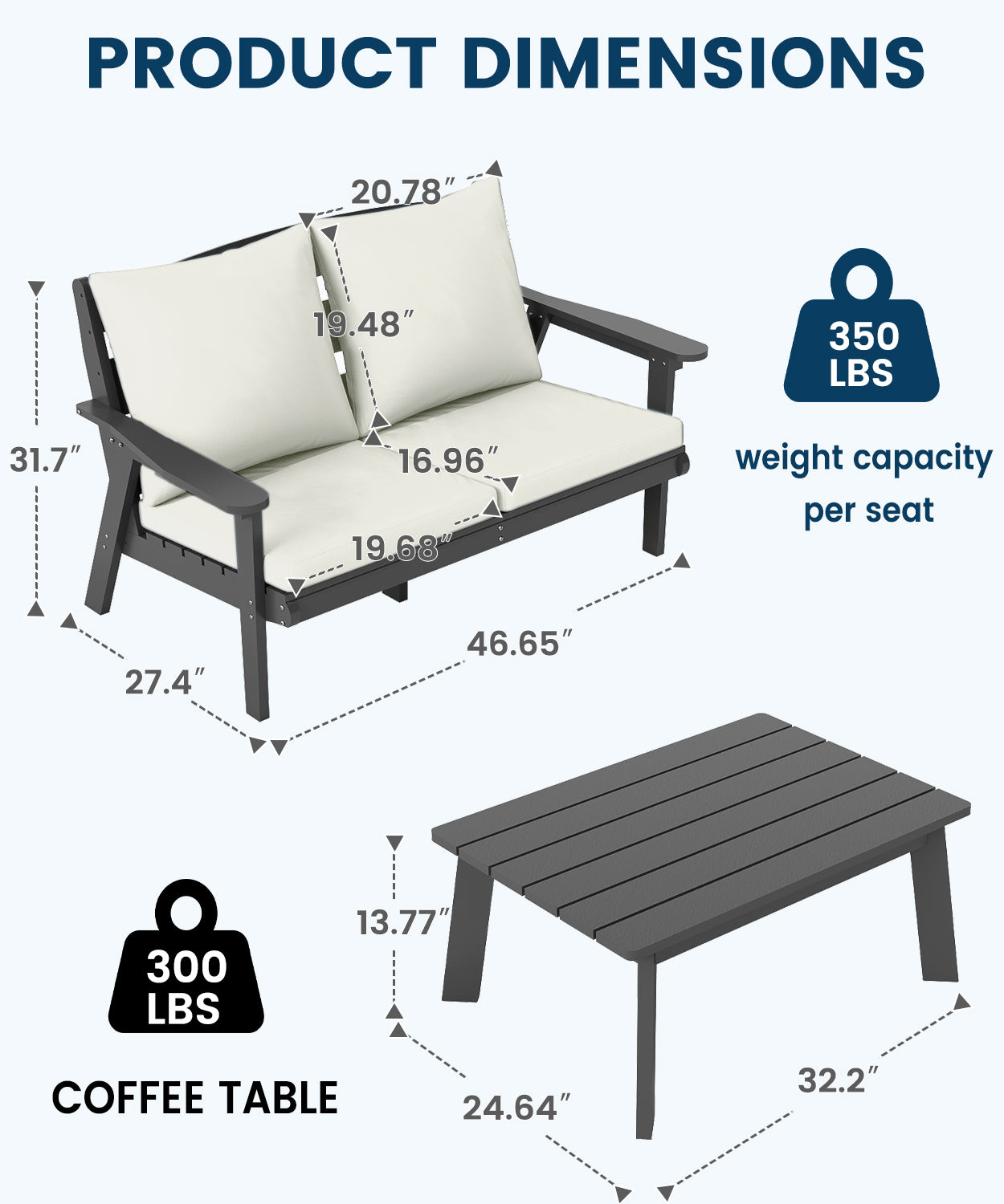 HDPE Outdoor Gardens Lounge Sofa Set