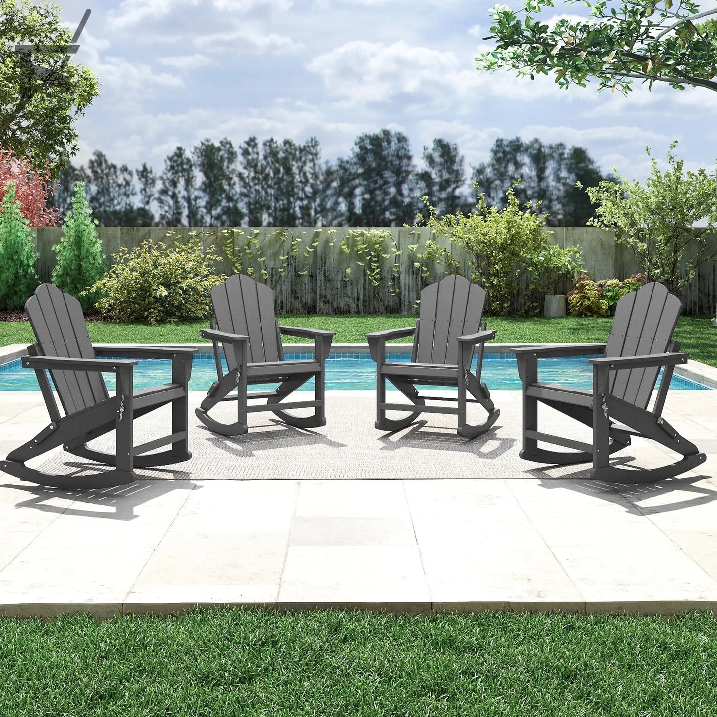 Patio Folding Adirondack Rocking Chair Foowin