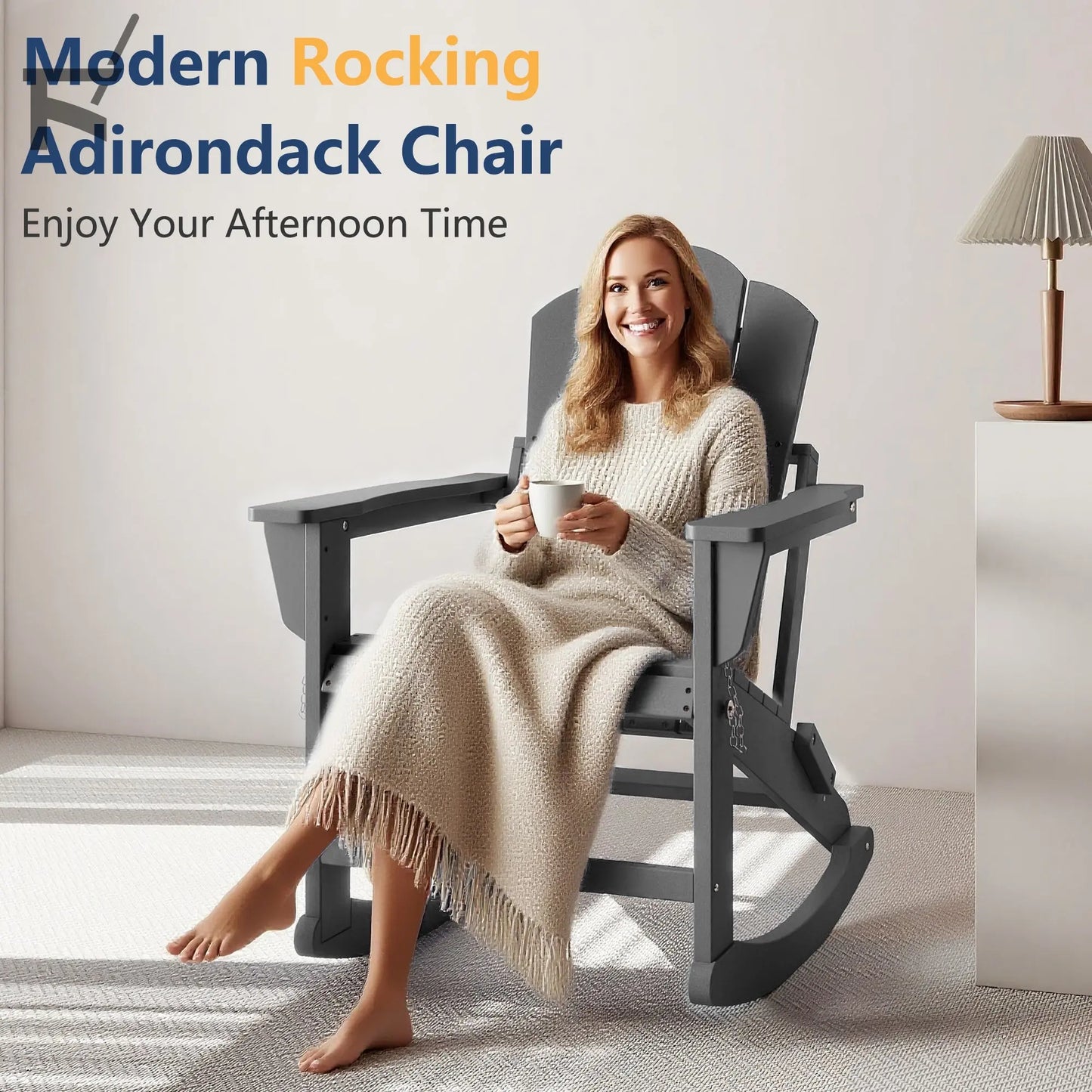 Patio Folding Adirondack Rocking Chair Foowin
