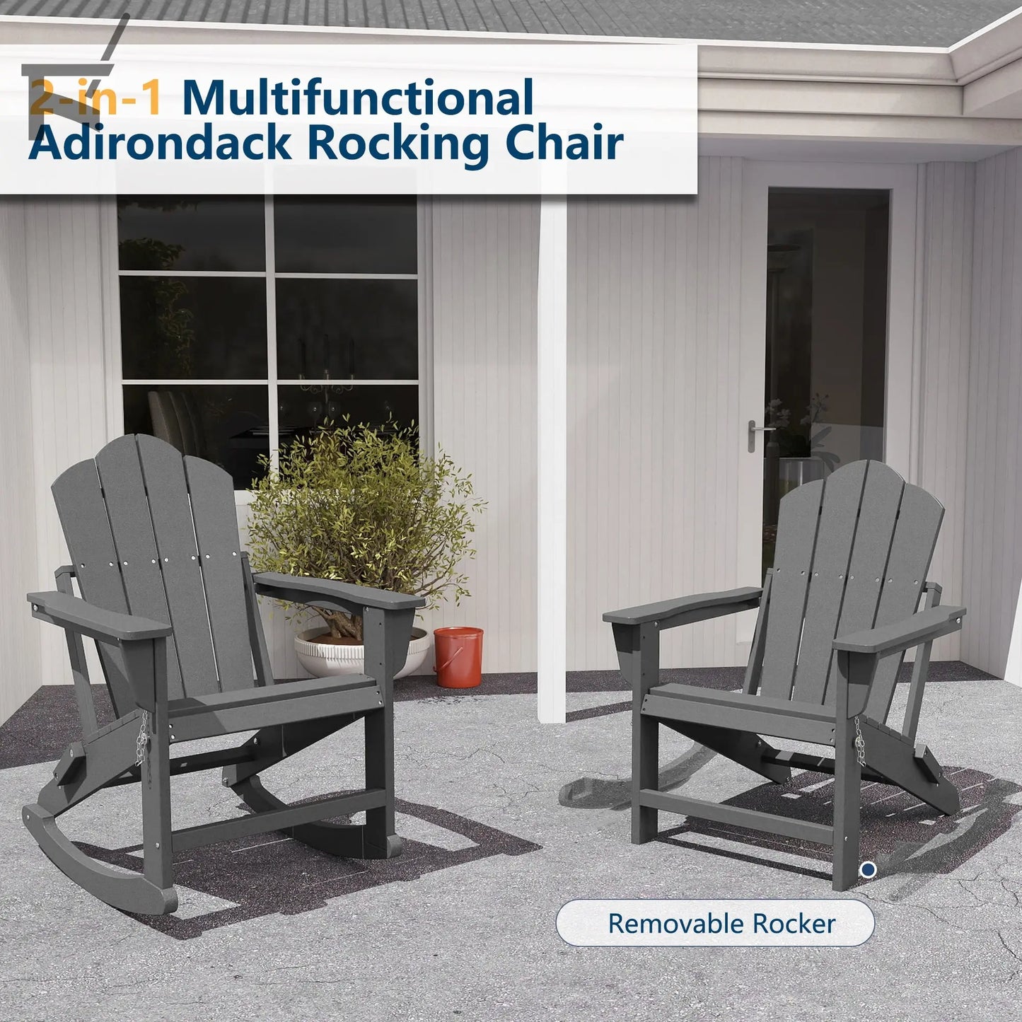 Patio Folding Adirondack Rocking Chair Foowin