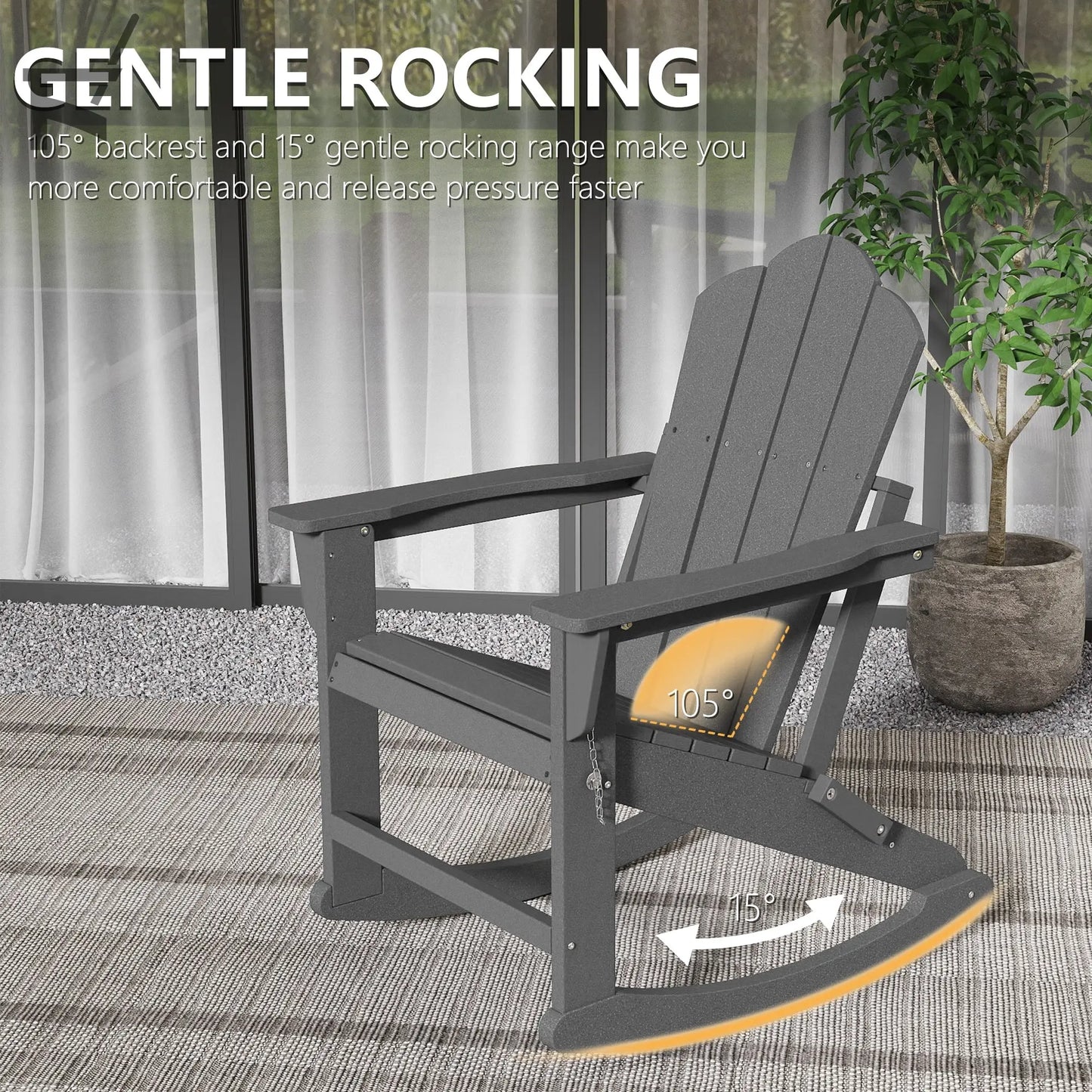 Patio Folding Adirondack Rocking Chair Foowin