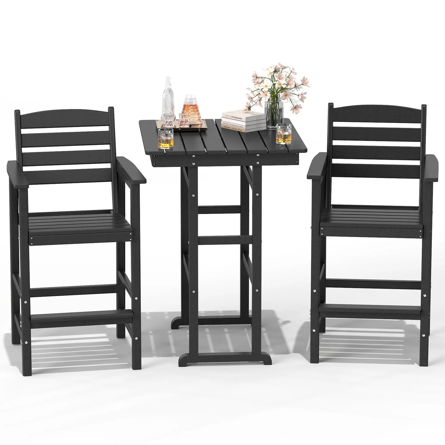 Patio HDPE Bar Stool Table Set Foowin
