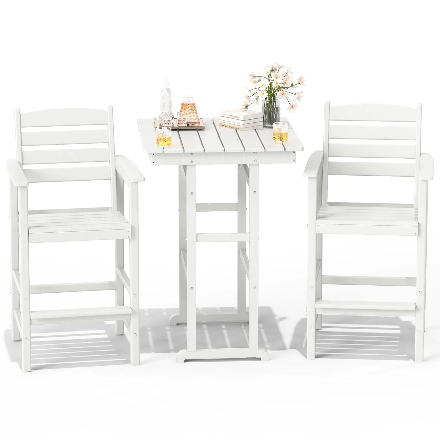 Patio HDPE Bar Stool Table Set Foowin