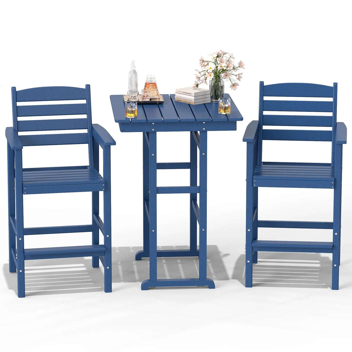 Patio HDPE Bar Stool Table Set Foowin
