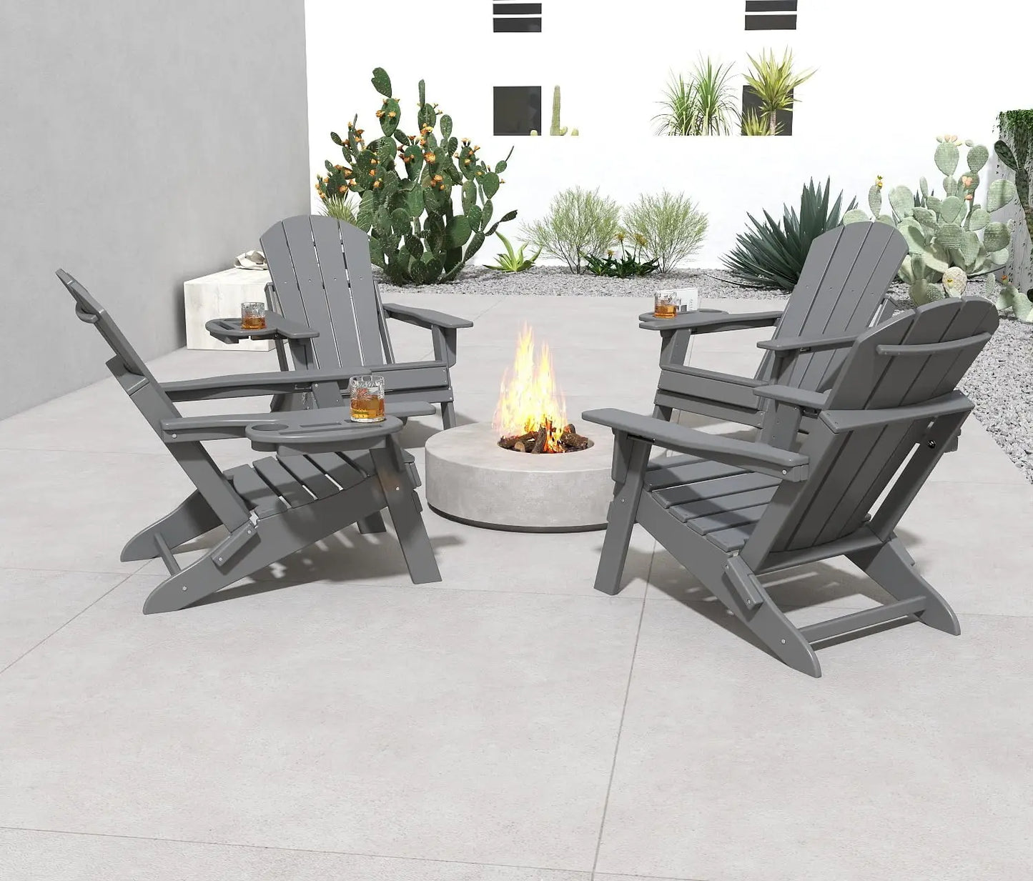Relax Folding Adjustable Adirondack chair with cup holder Foowin