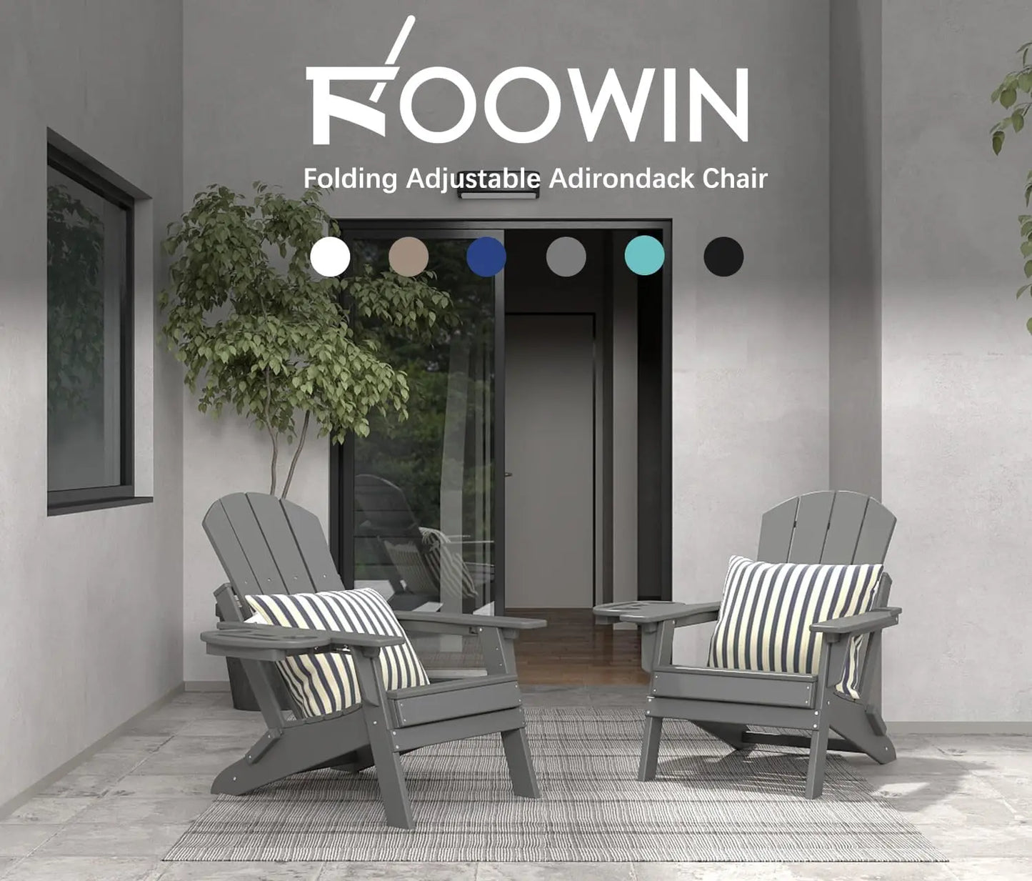 Relax Folding Adjustable Adirondack chair with cup holder Foowin