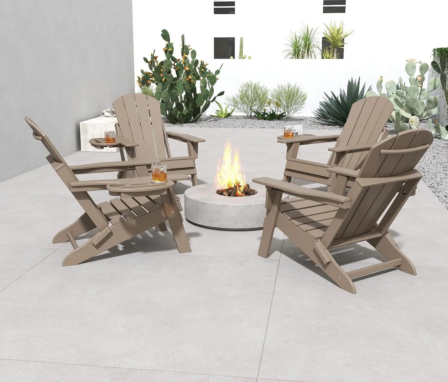 Relax Folding Adjustable Adirondack chair with cup holder Foowin