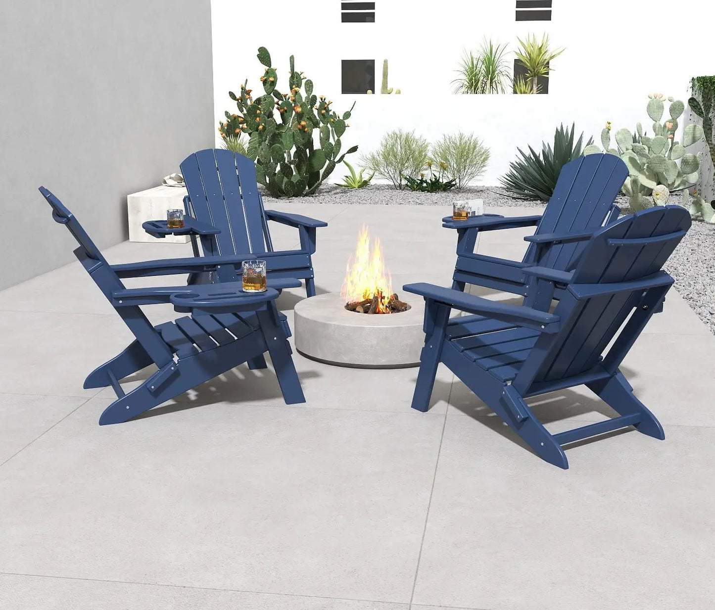 Relax Folding Adjustable Adirondack chair with cup holder Foowin