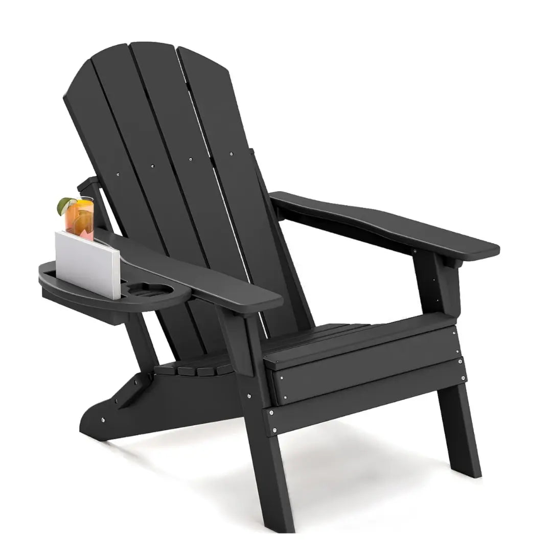 Relax Folding Adjustable Adirondack chair with cup holder Foowin
