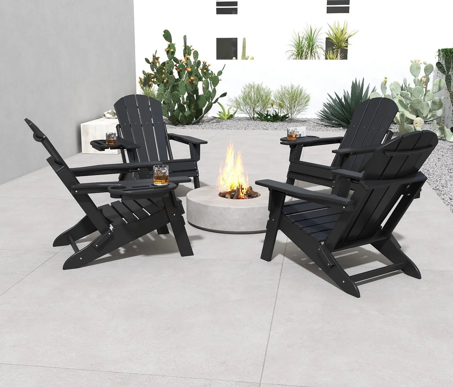 Relax Folding Adjustable Adirondack chair with cup holder Foowin