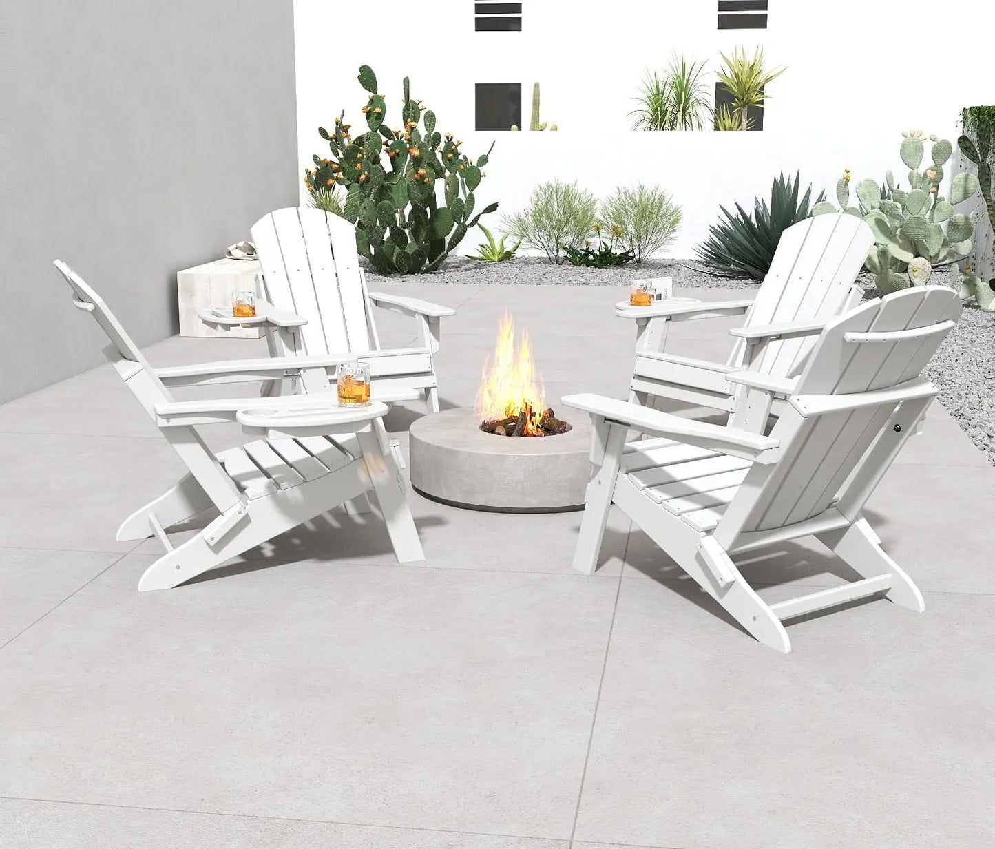 Relax Folding Adjustable Adirondack chair with cup holder Foowin