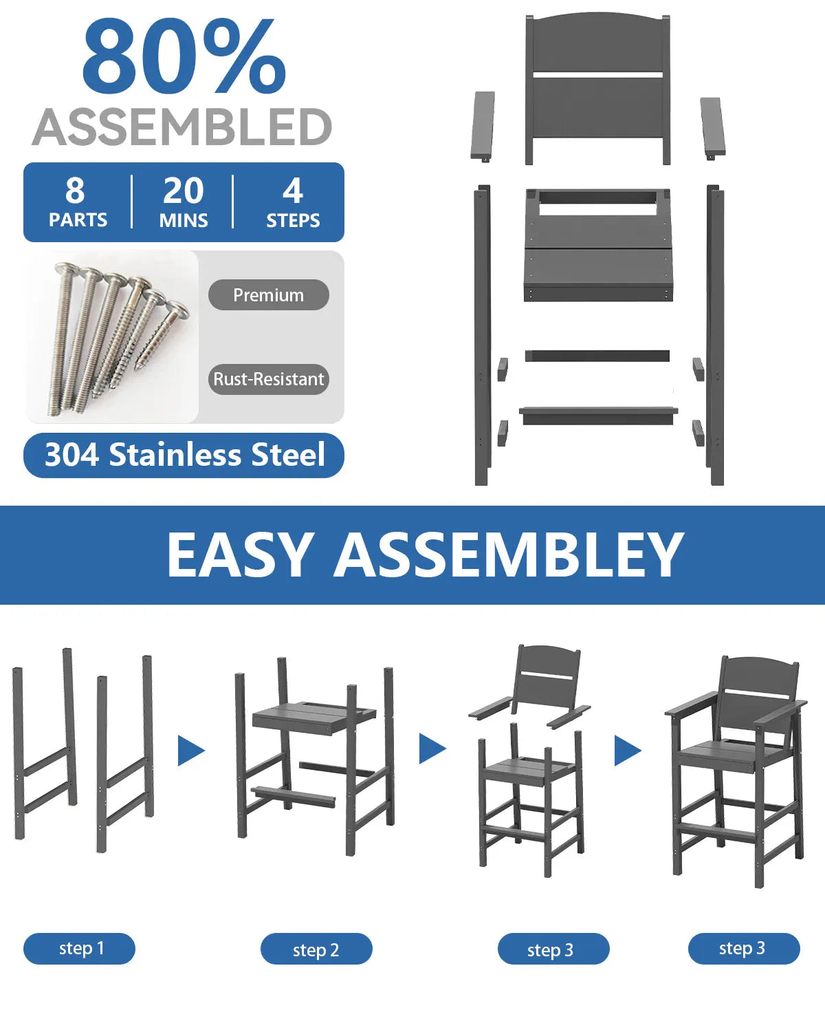 Patio Bar Stool HDPE Bar