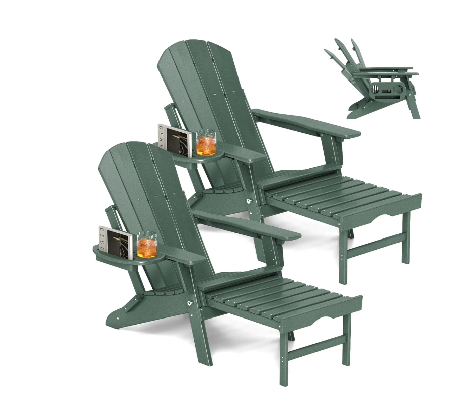 All-Weather Adjustable Adirondack Chair with Ottoman