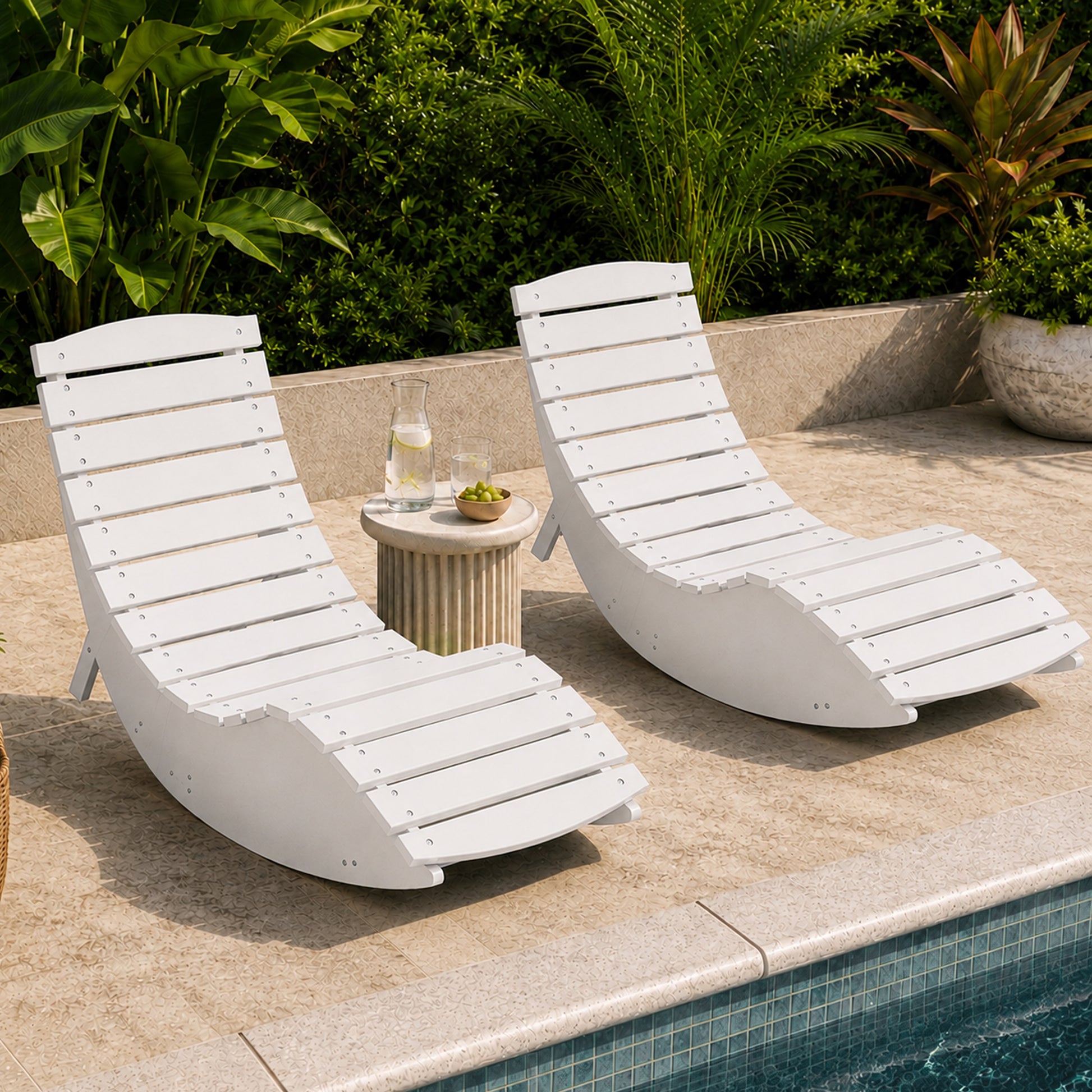 White Rocking Sunbed - View