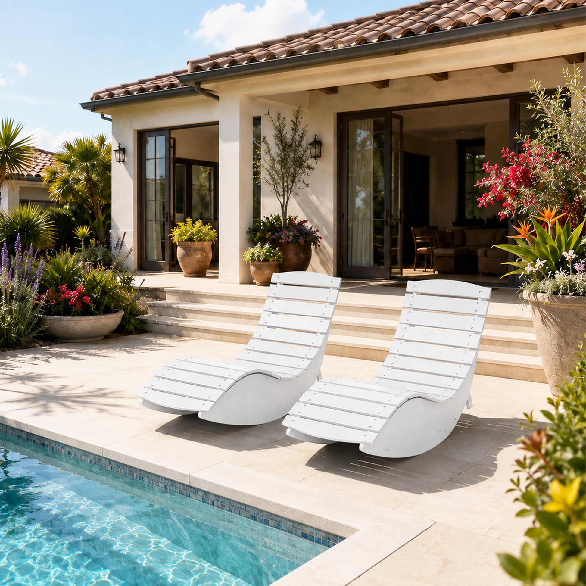 White Rocking Sunbed - Detail