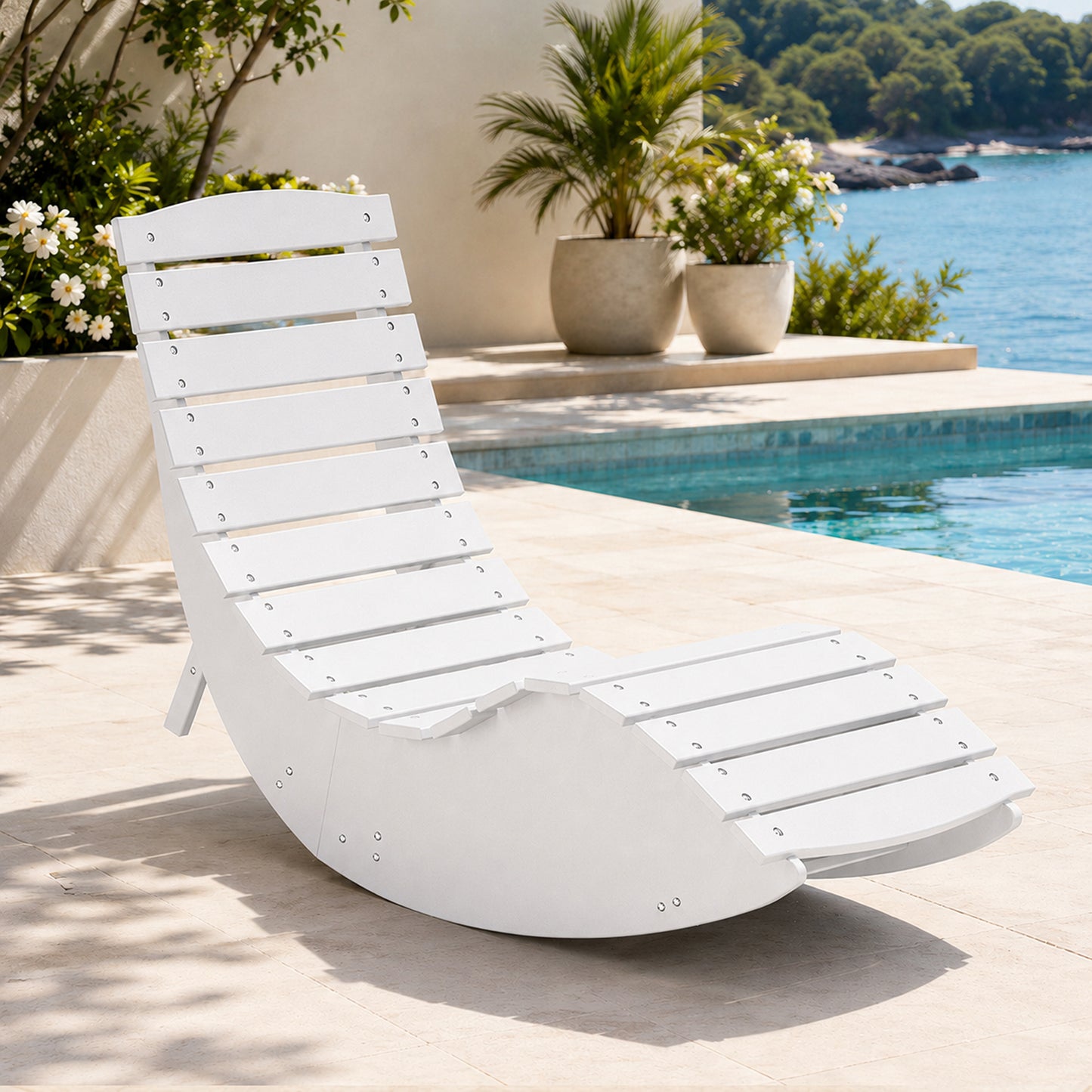 White Rocking Sunbed - 1 PC Set