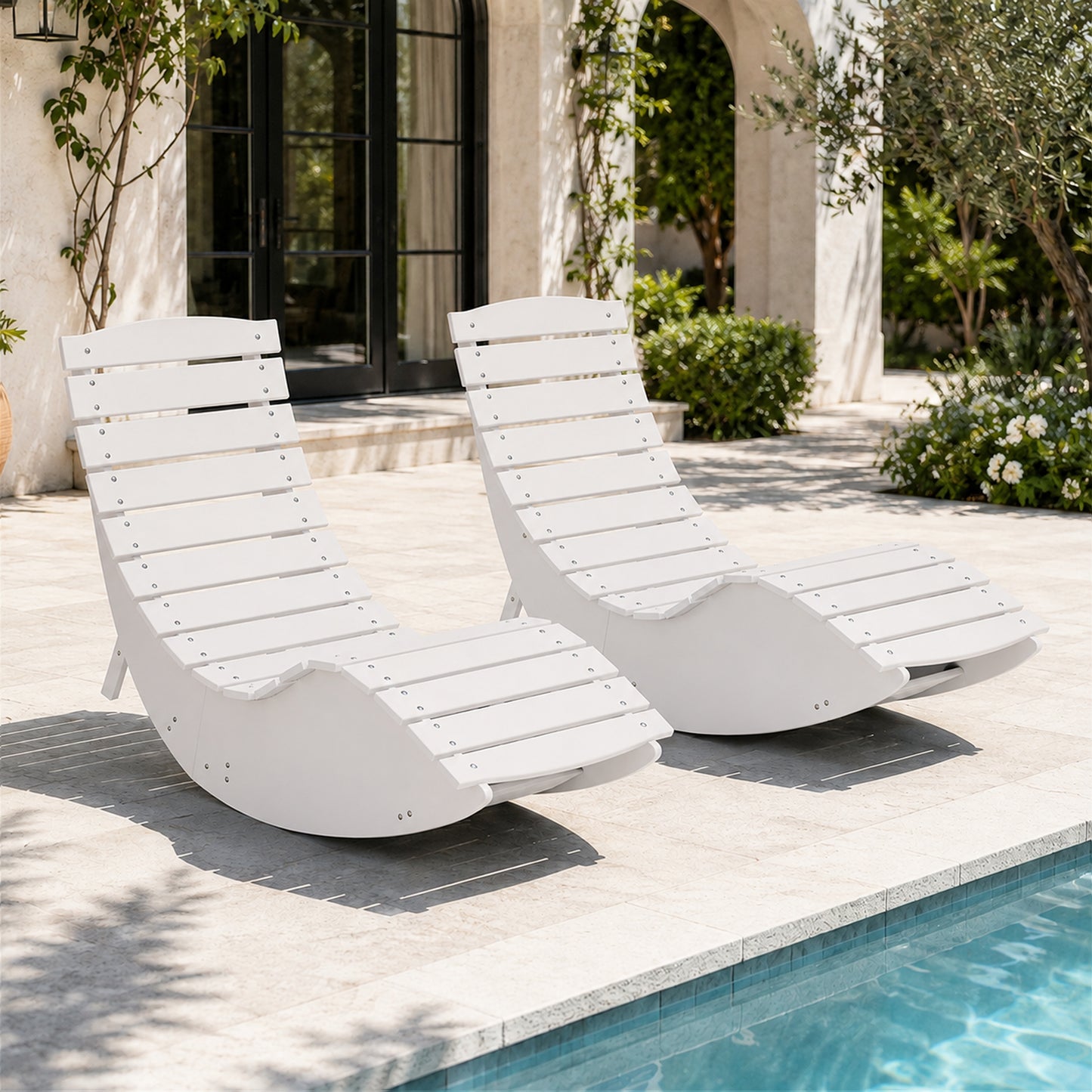 White Rocking Sunbed - 2 PCS Set