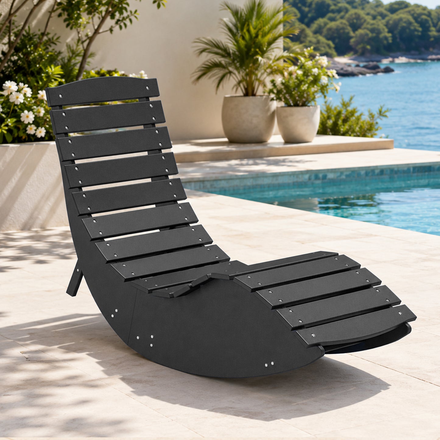 Black Rocking Sunbed - 1 PC Set