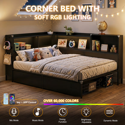 Black Corner Bed - 1
