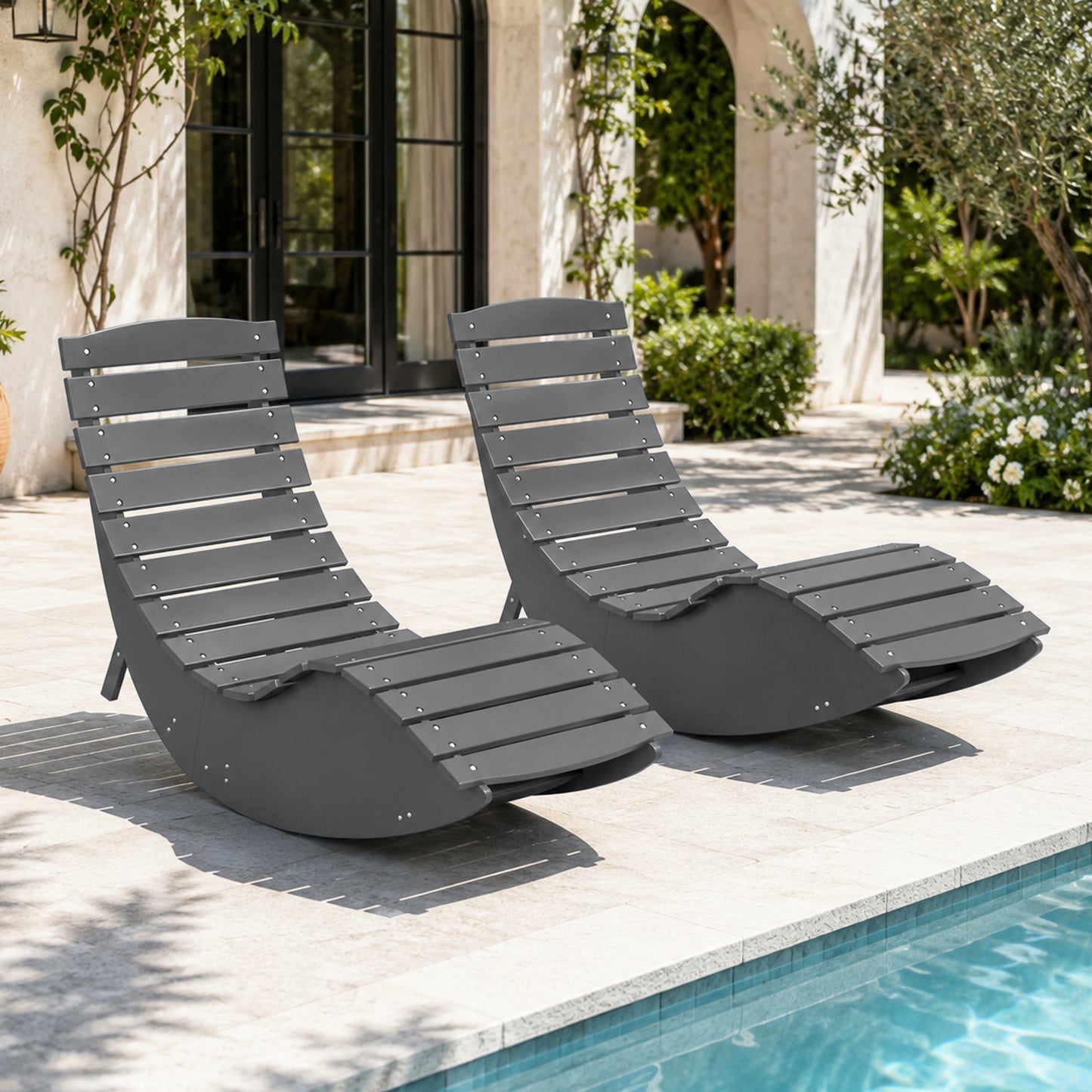 Gray Rocking Sunbed - 2 PCS Set