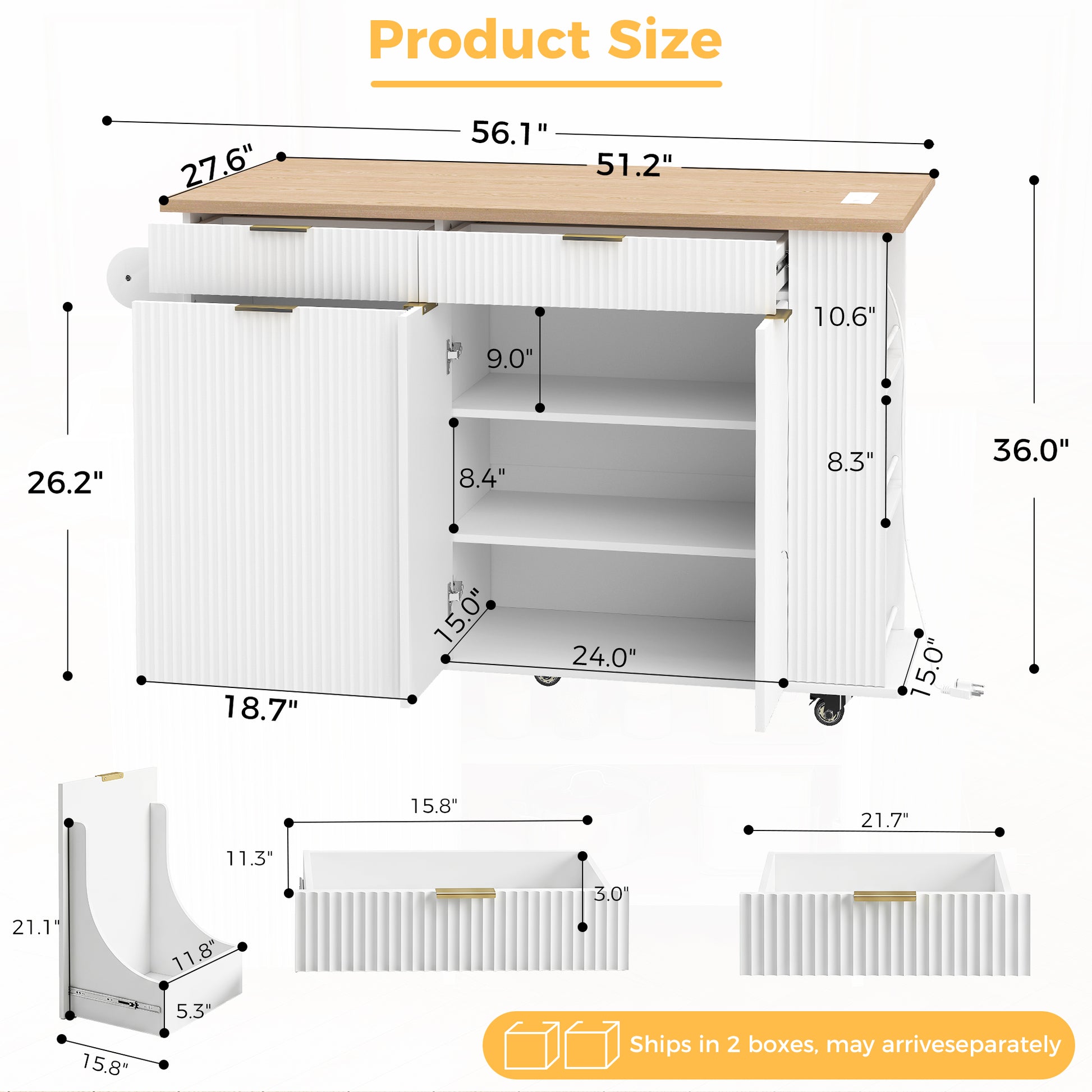 White Kitchen Island - 3