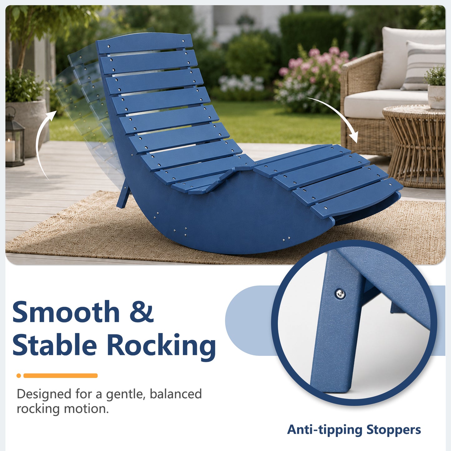 Navy Blue Rocking Sunbed - View 4