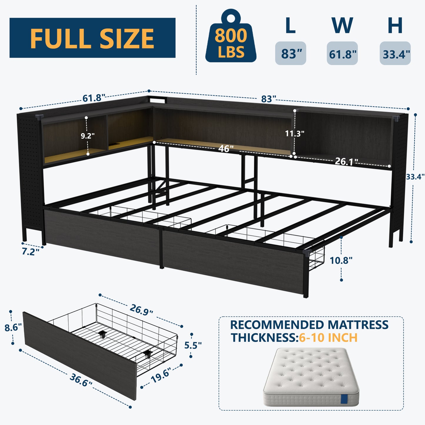 Black Corner Bed - 4