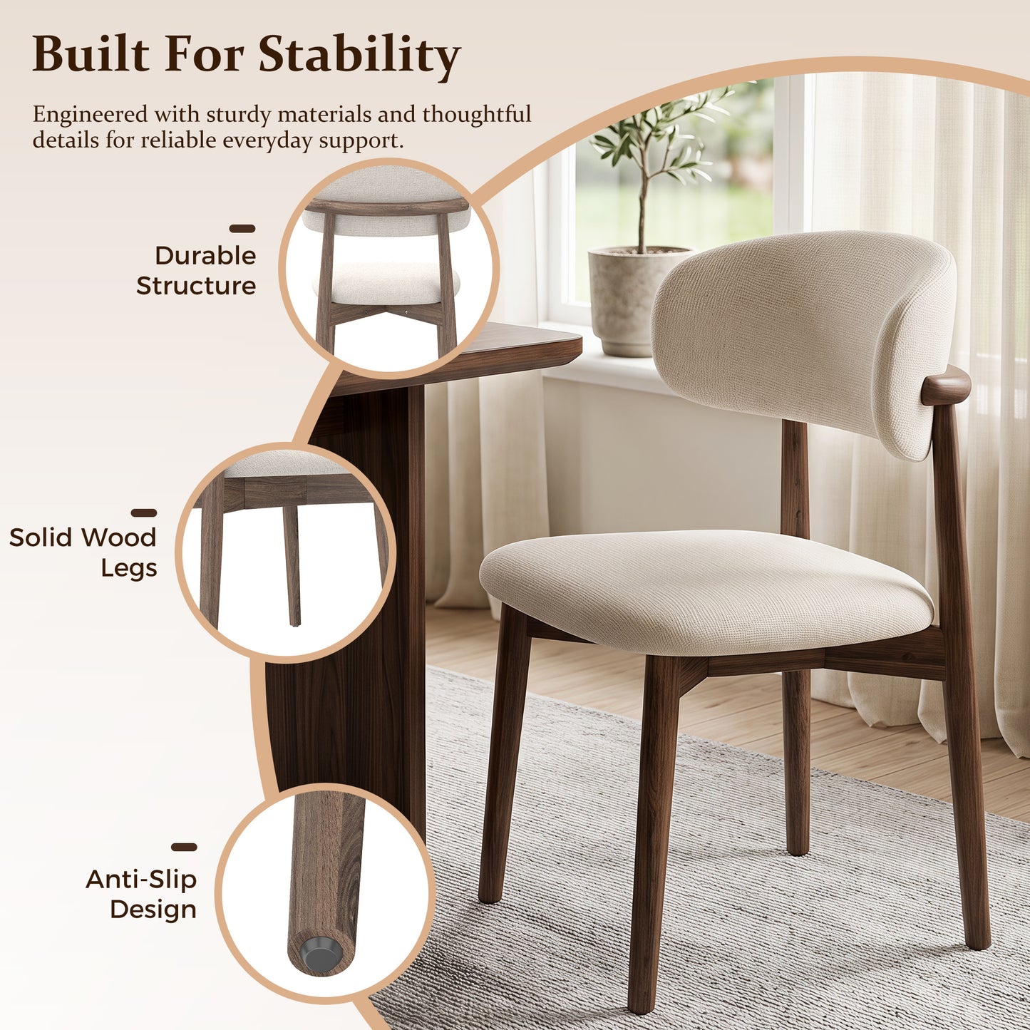 Beige Dining Chairs - Detail 4