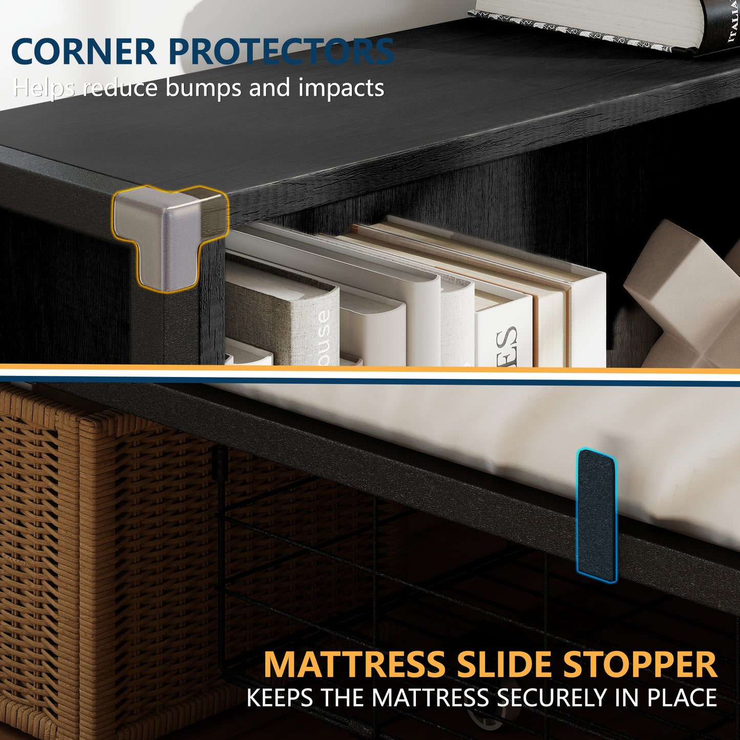 Black Corner Bed - 6