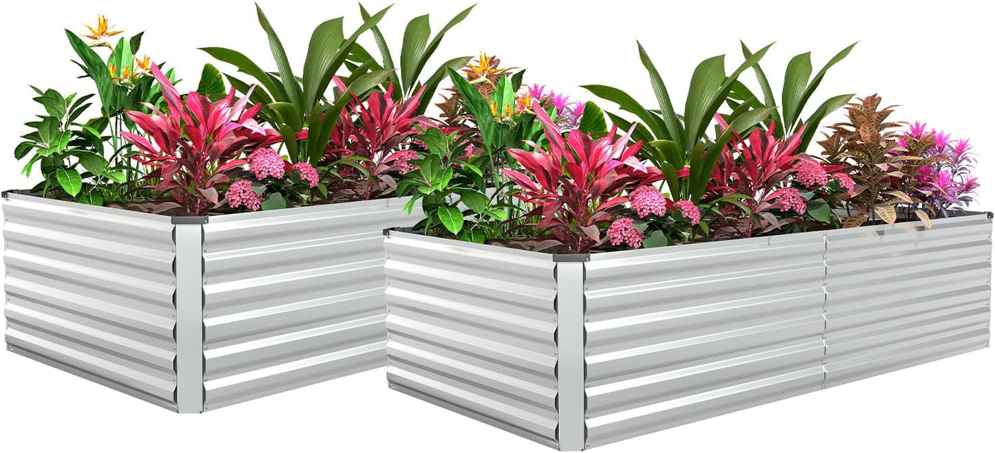 Outdoor Metal Raised Garden Bed 8x4x3ft